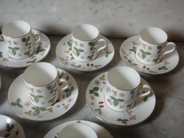 Wedgwood "Wild Strawberry" Demitasse Cup and Saucer Sets