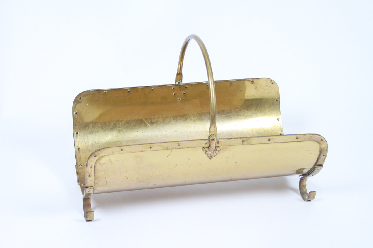 Vintage Brass Fireplace Wood Carrier