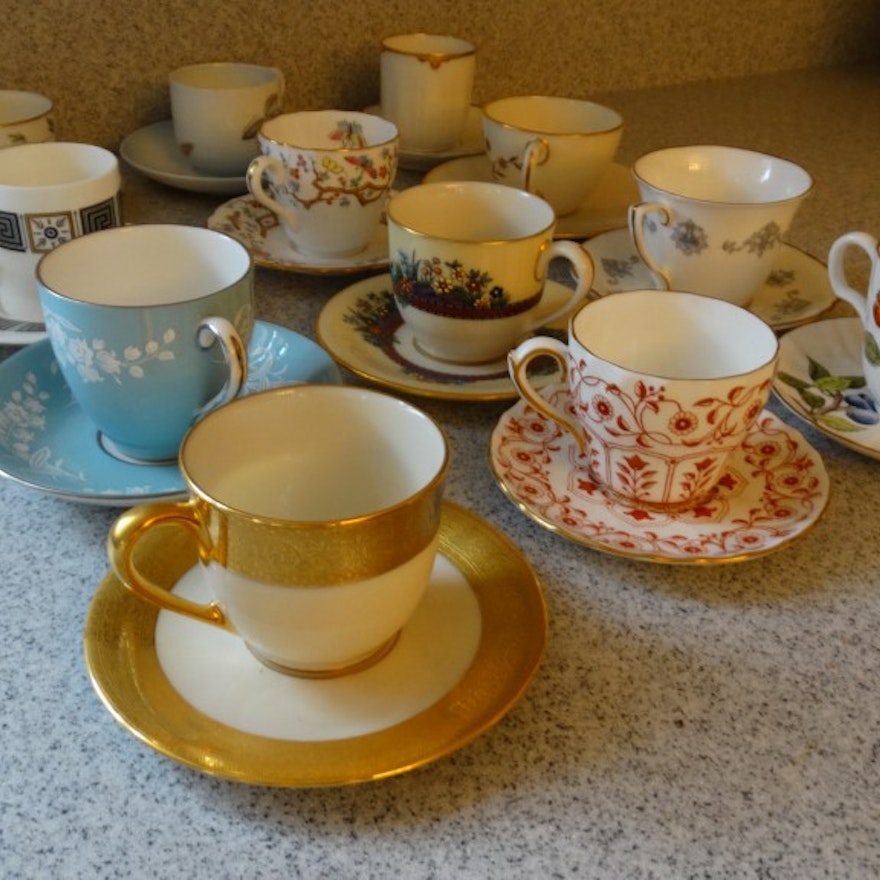 Variety of Bone China and Porcelain Demitasse Cups 