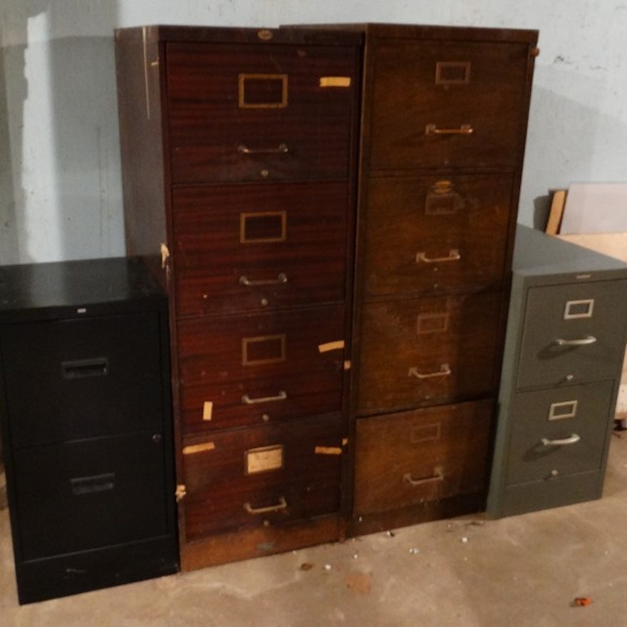 Four Vintage Filing Cabinets