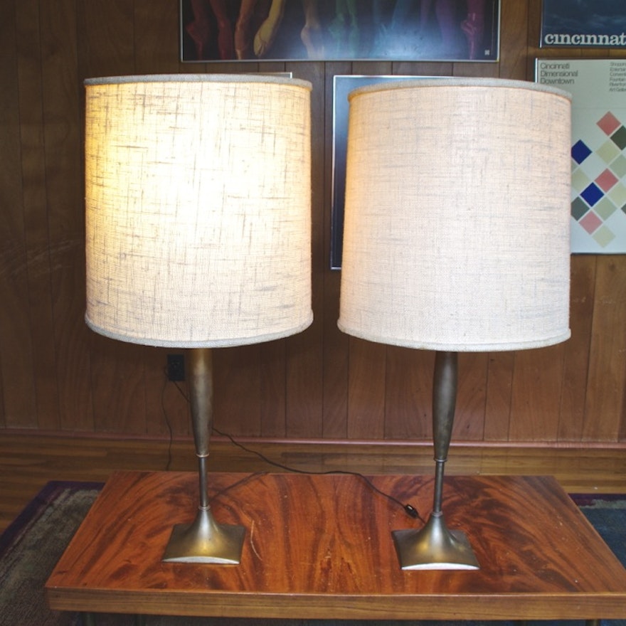 Pair of Mid Century Modern Brass Table Lamps
