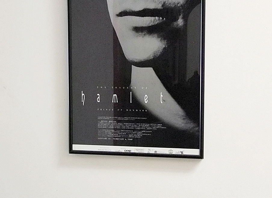 Black-and-White Print of Keanu Reeves in Black Metal Frame