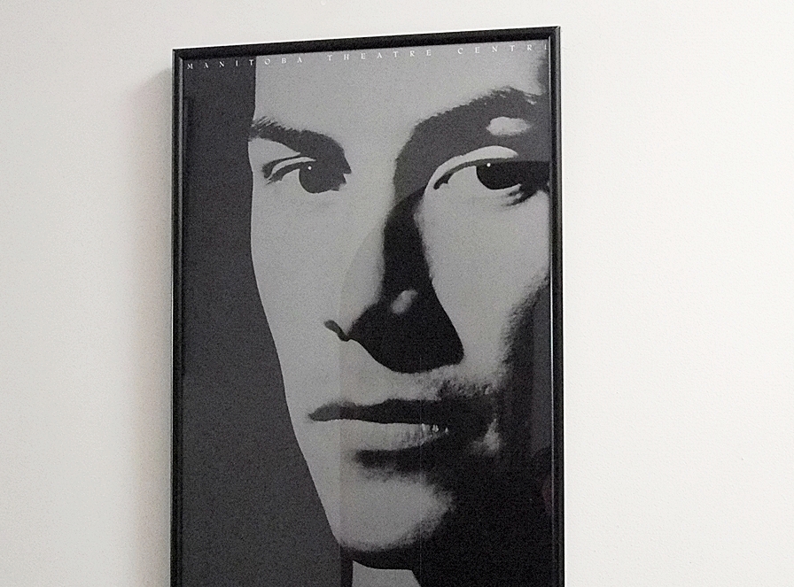 Black-and-White Print of Keanu Reeves in Black Metal Frame
