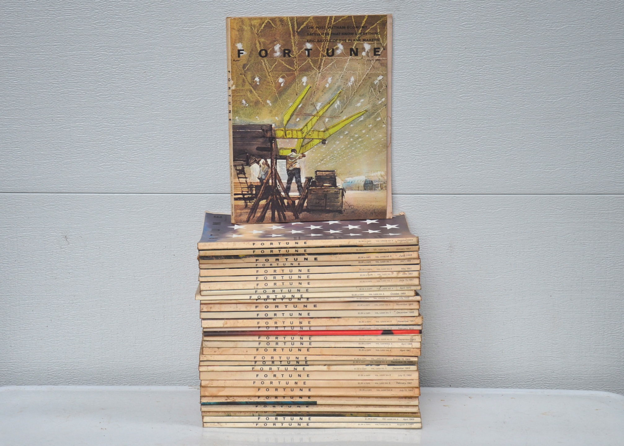 Lot of Thirty Vintage "Fortune" Magazines from 1966-1970