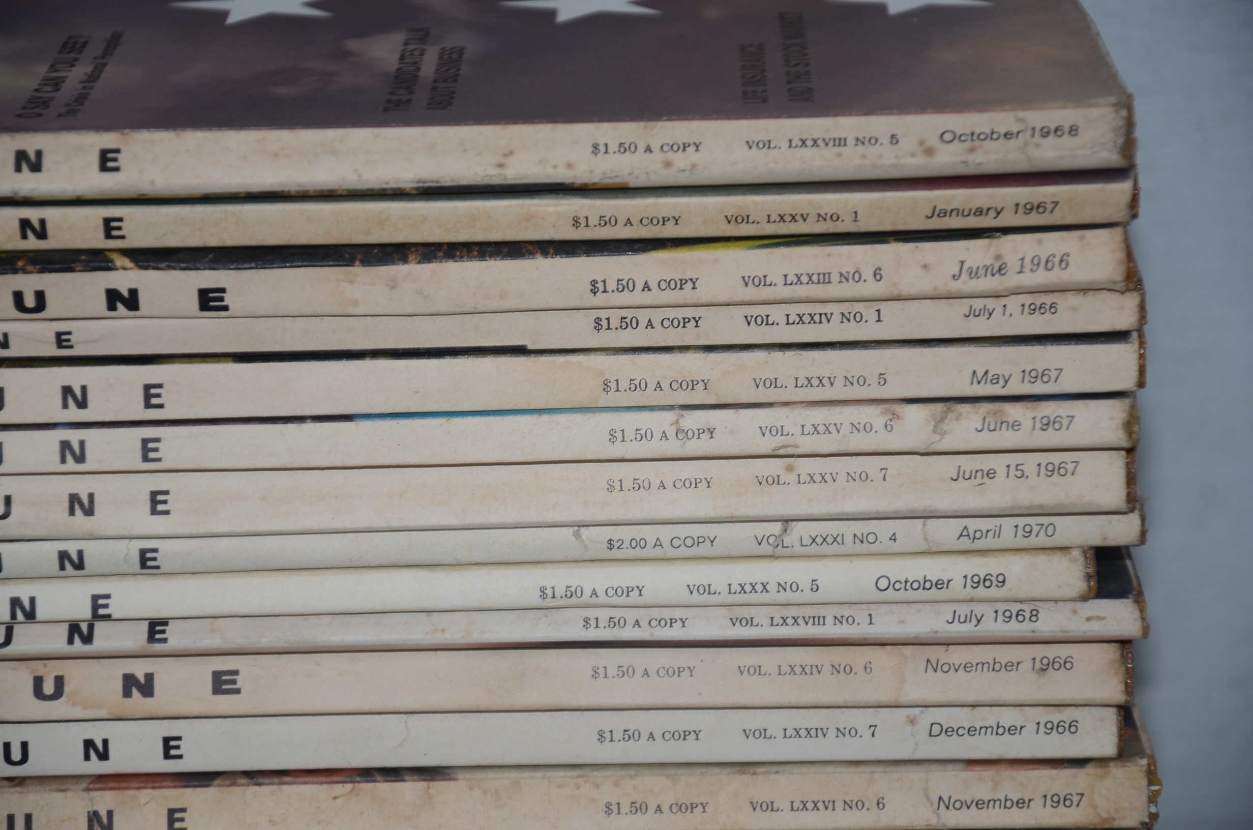 Lot of Thirty Vintage "Fortune" Magazines from 1966-1970