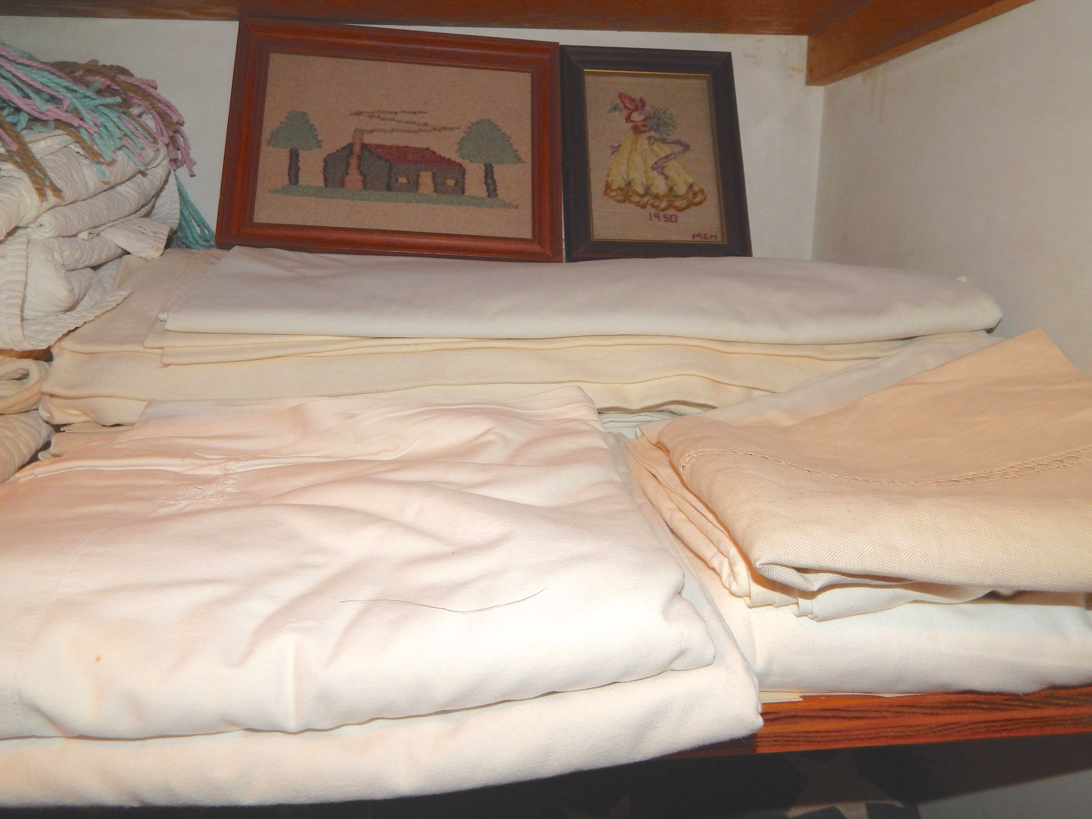 Vintage Linens, Granny Afghan and Needlepoint