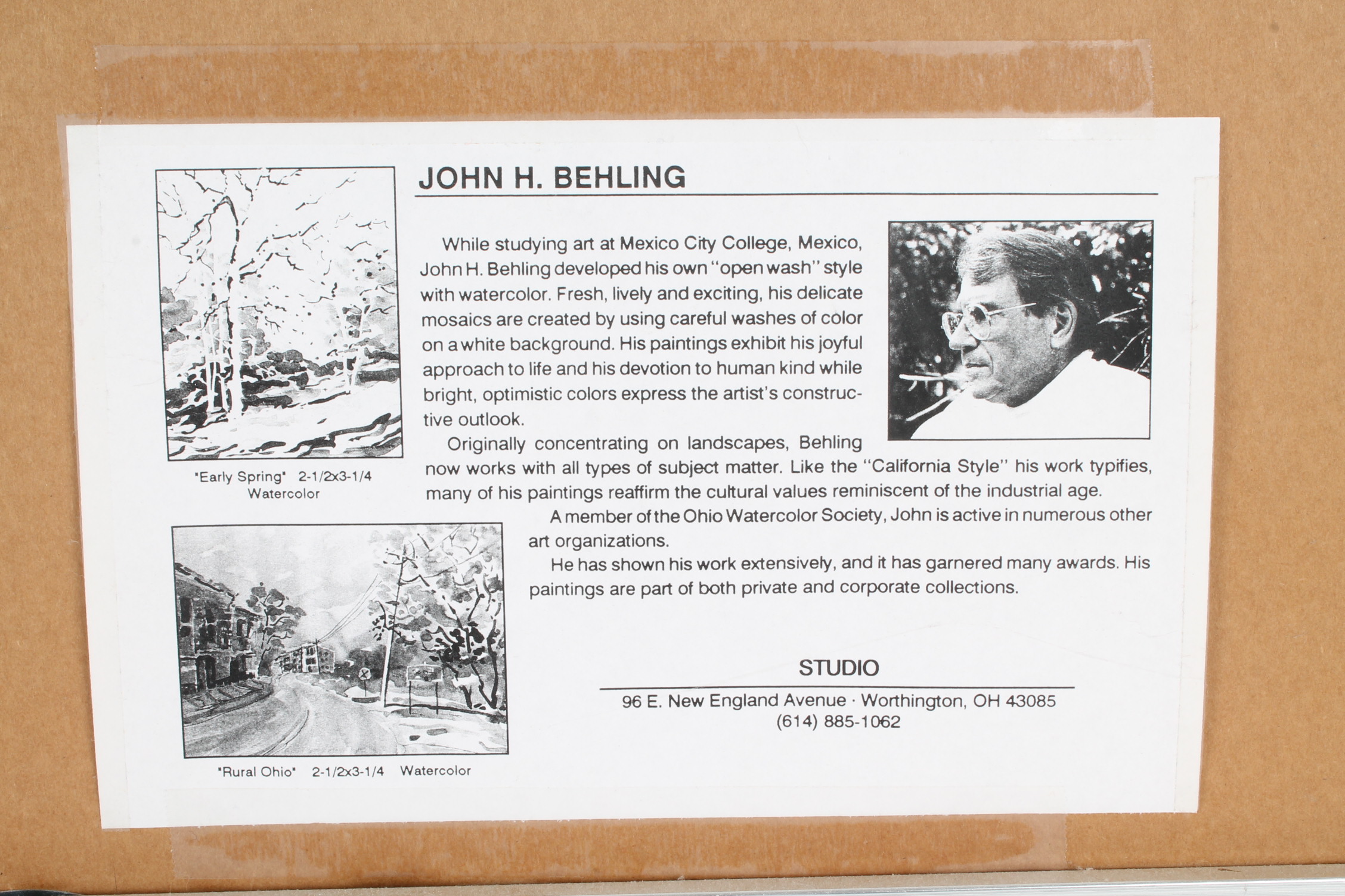 Signed Watercolor "Mountain Pine" by Artist John H. Behling