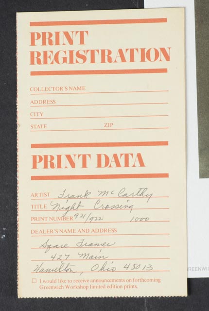 Hand Signed Frank C. McCarthy "Night Crossing" Photo Offset Print