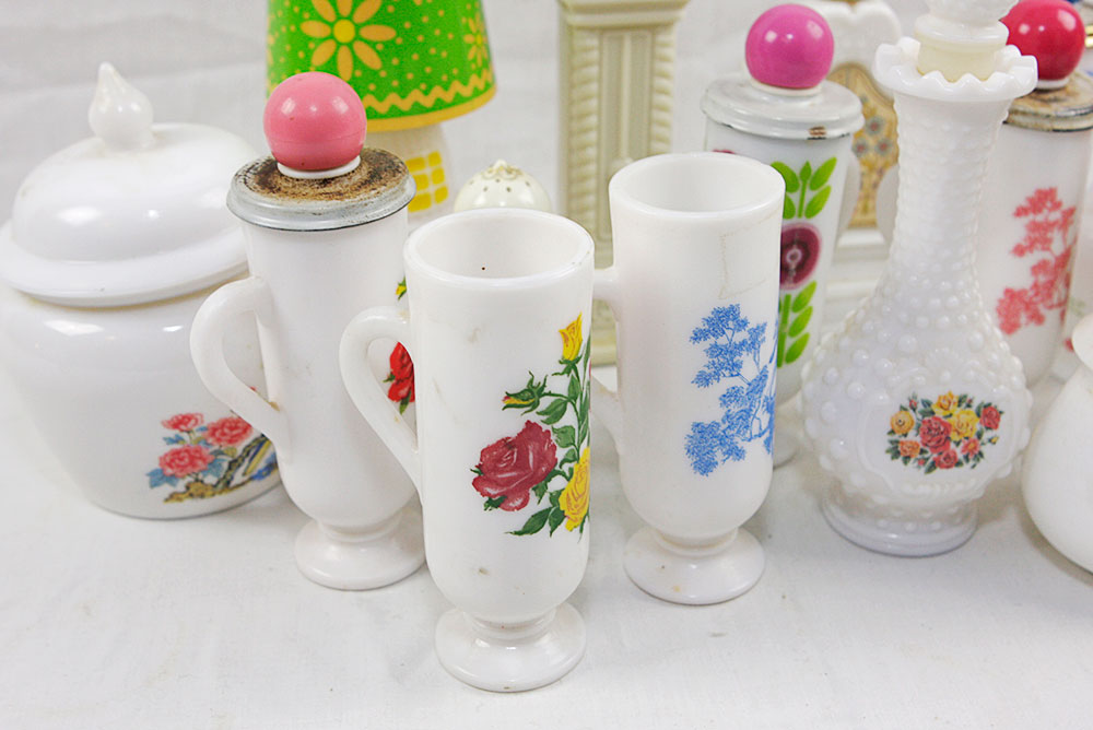 White and Floral Vintage Avon Bottles