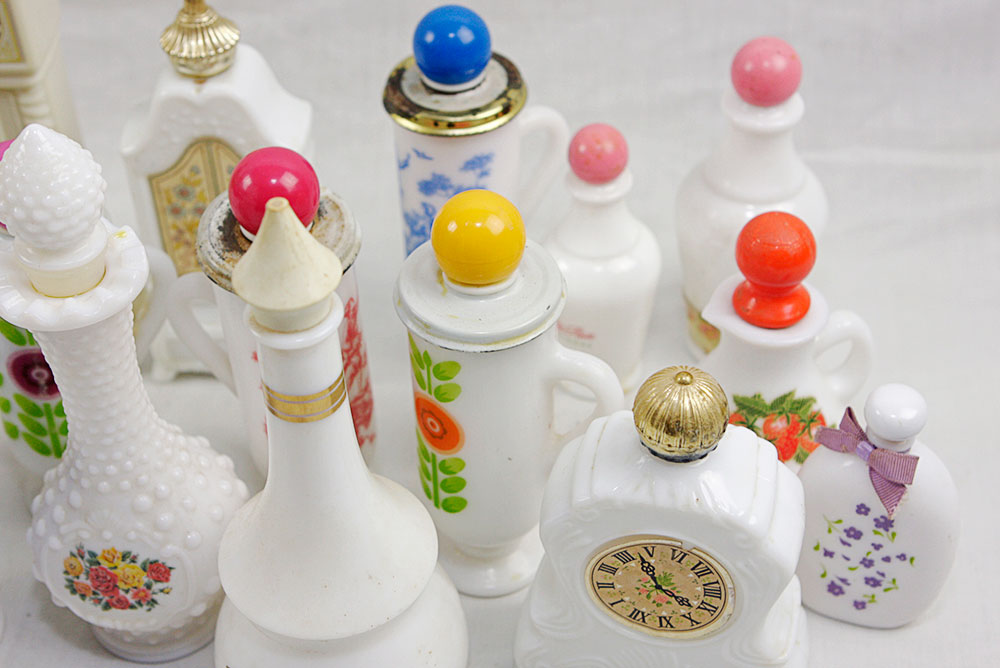 White and Floral Vintage Avon Bottles