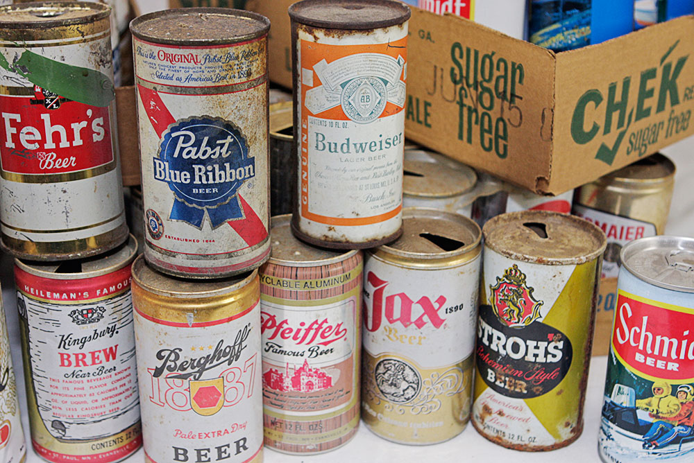 Vintage Budweiser, Falstaff and Pabst Blue Ribbon Beer Cans