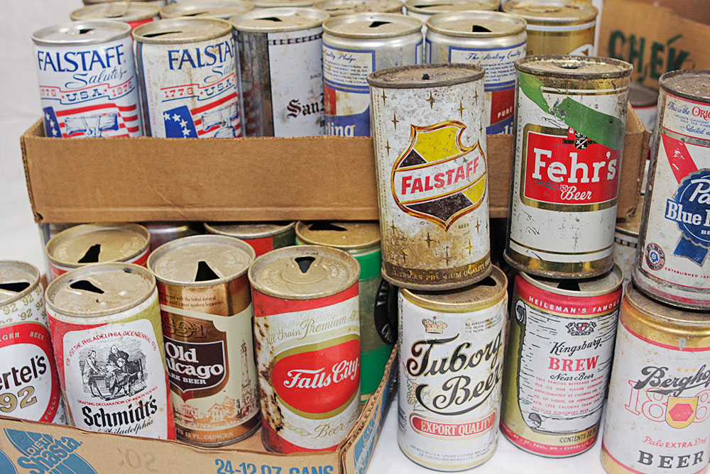 Vintage Budweiser, Falstaff and Pabst Blue Ribbon Beer Cans