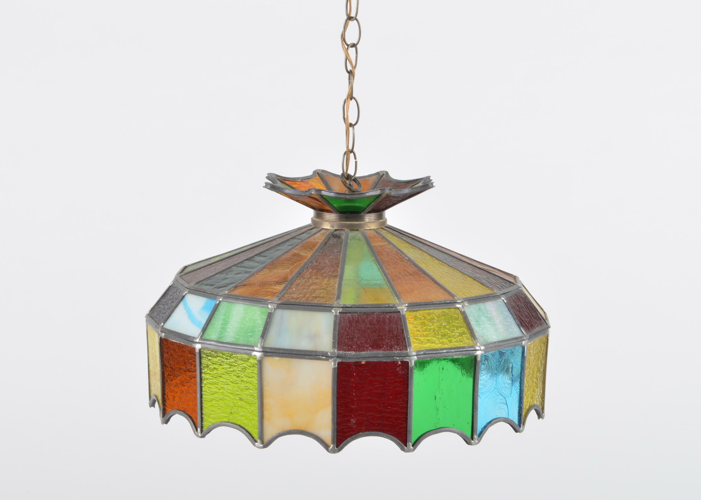 A Hanging Stained Glass Light Fixture