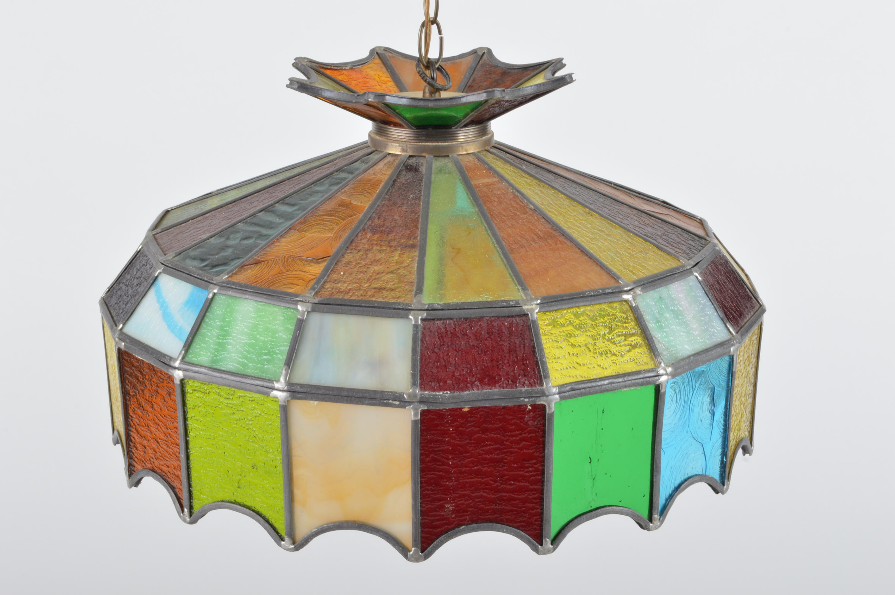 A Hanging Stained Glass Light Fixture