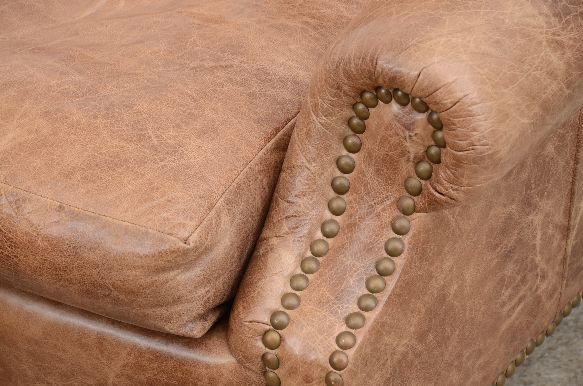 Hickory-Fry Leather Armchair and Ottoman