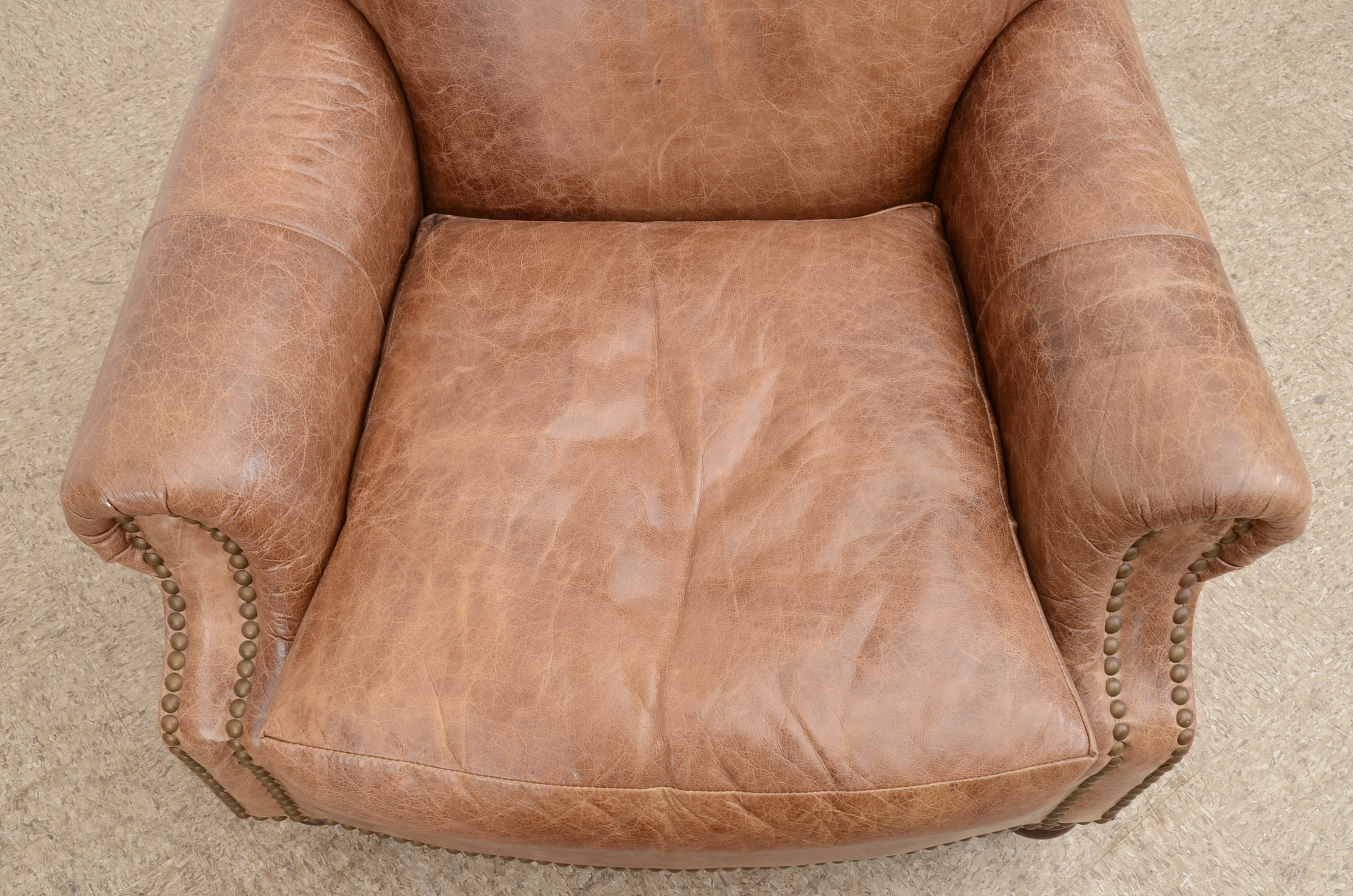 Hickory-Fry Leather Armchair and Ottoman
