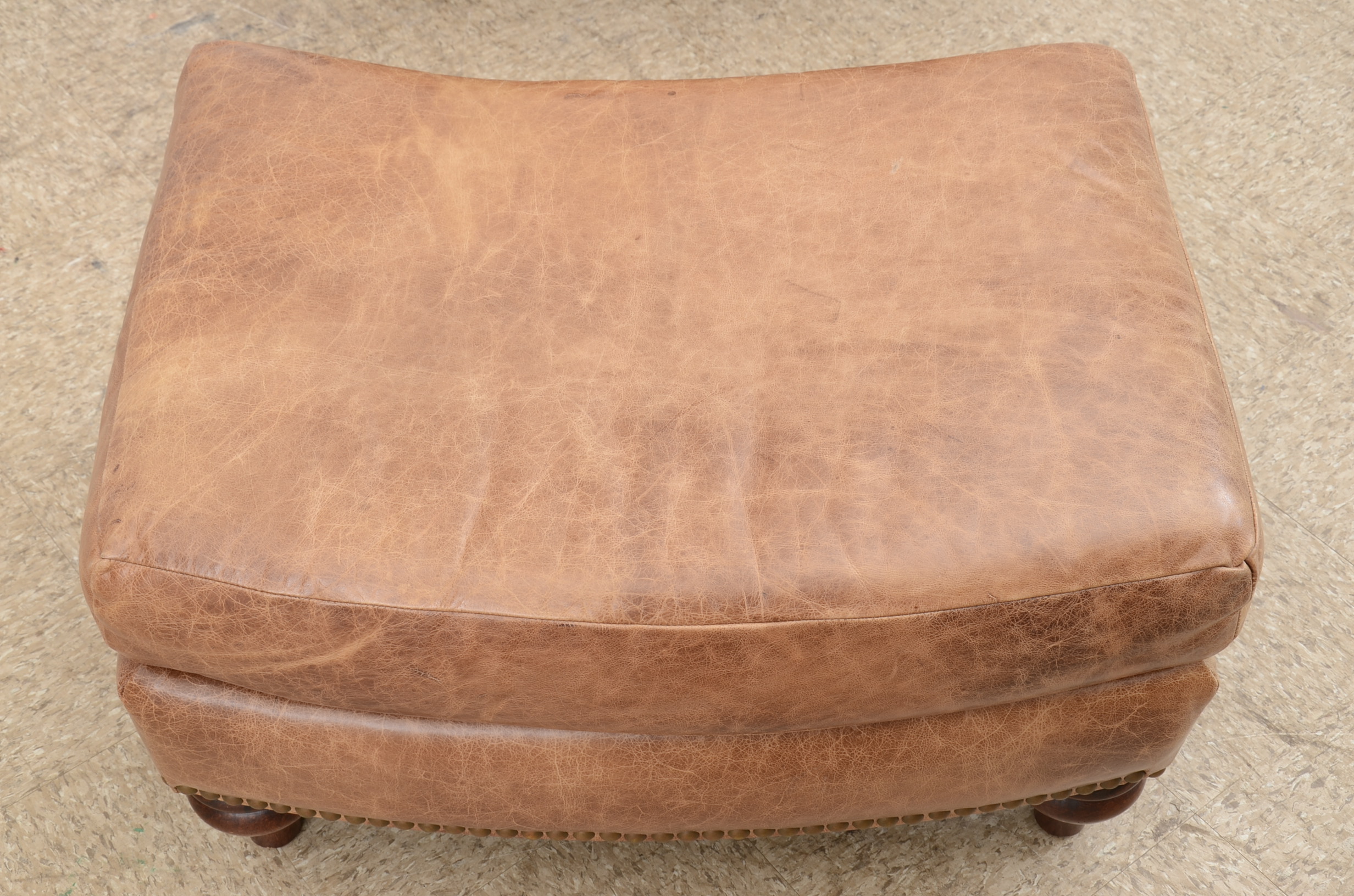 Hickory-Fry Leather Armchair and Ottoman