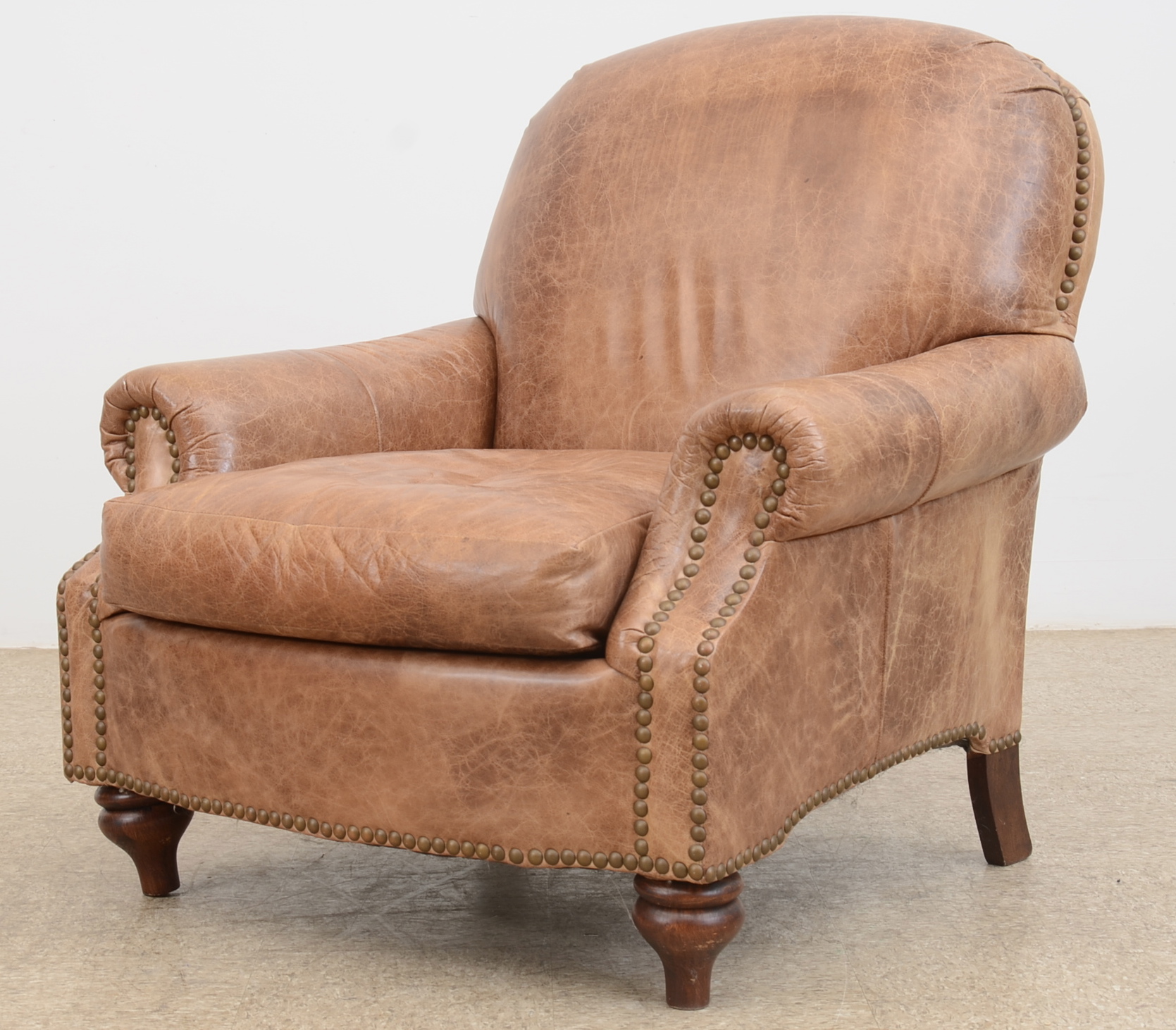 Hickory-Fry Leather Armchair and Ottoman