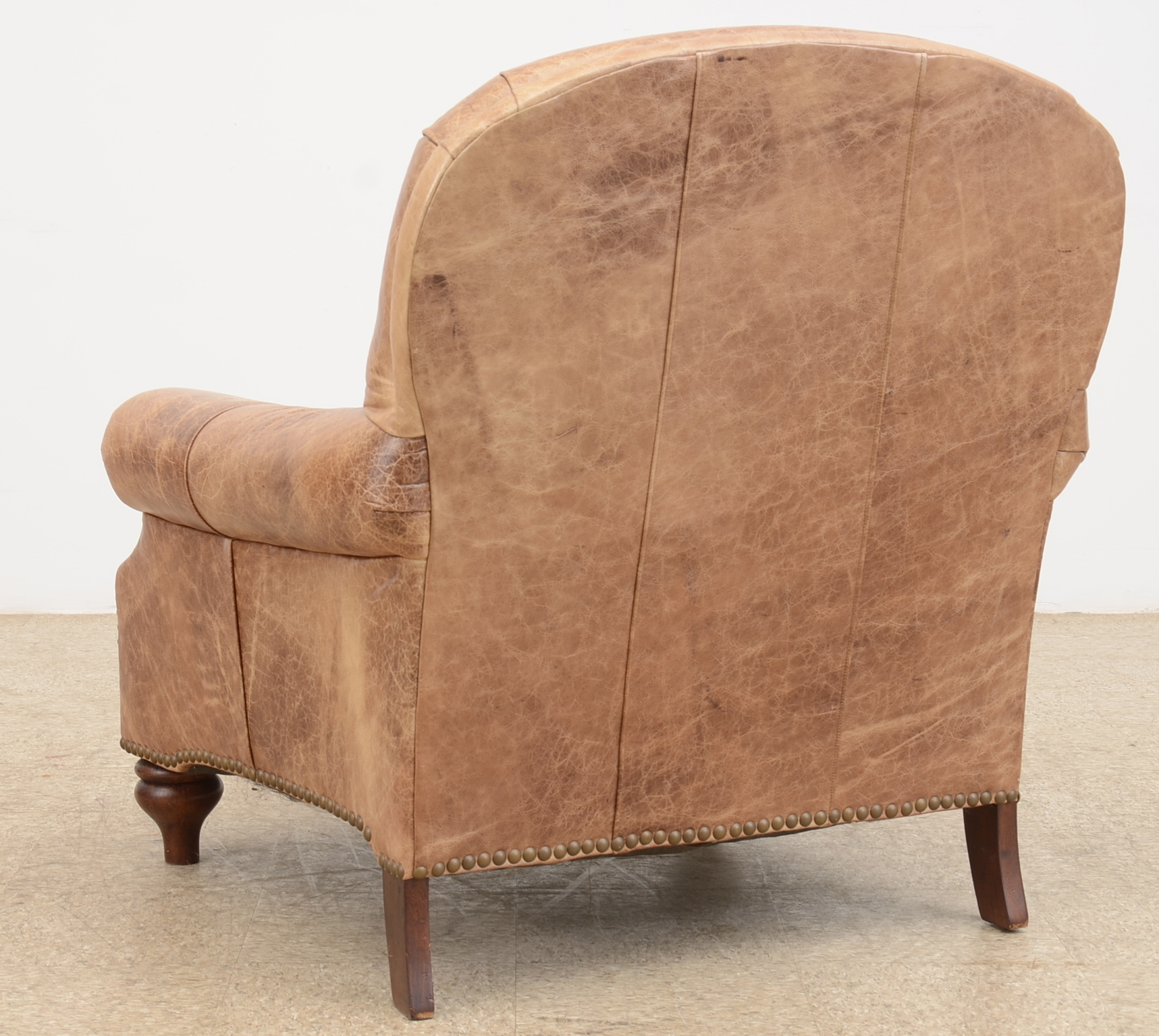 Hickory-Fry Leather Armchair and Ottoman