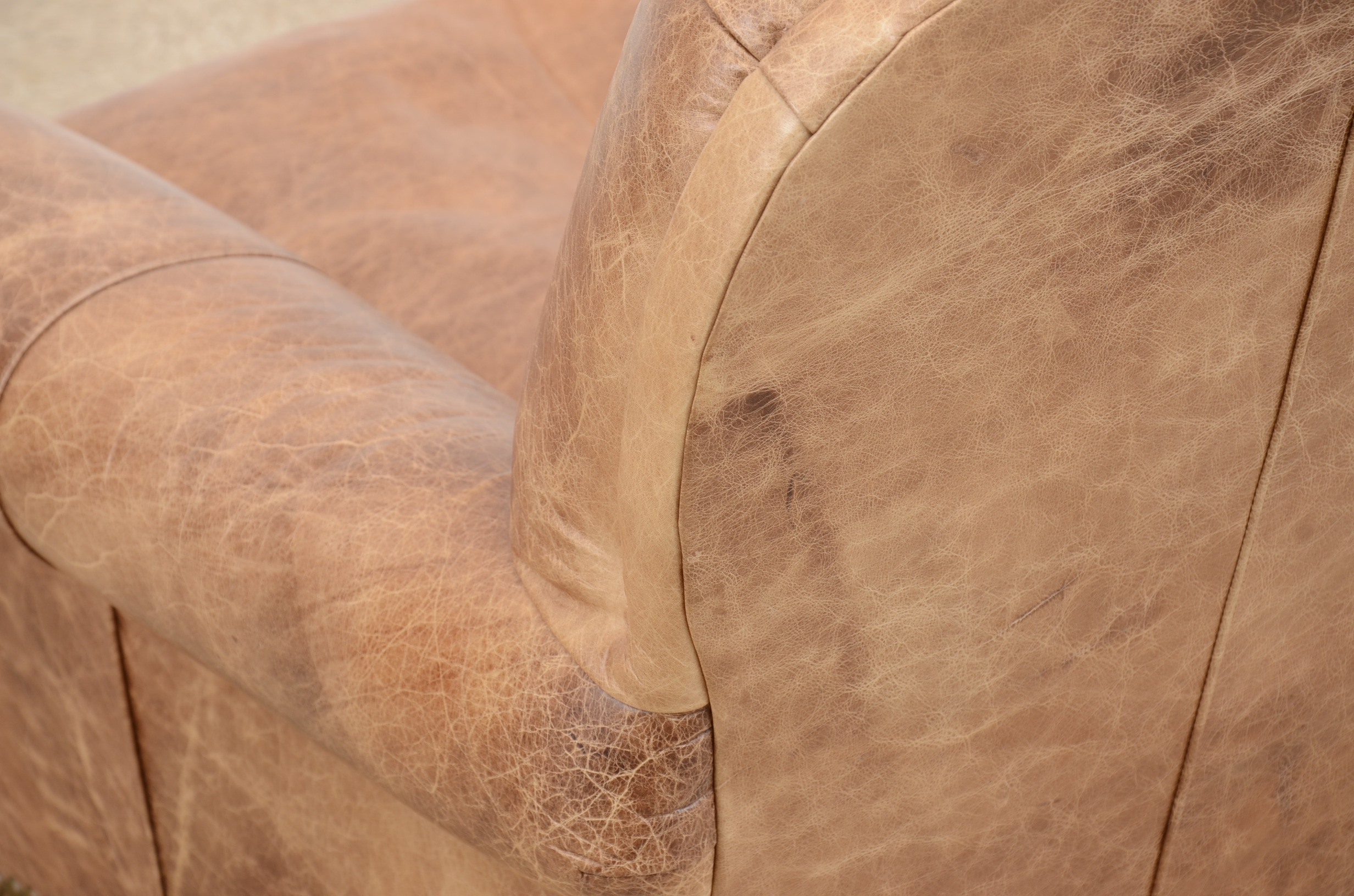 Hickory-Fry Leather Armchair and Ottoman