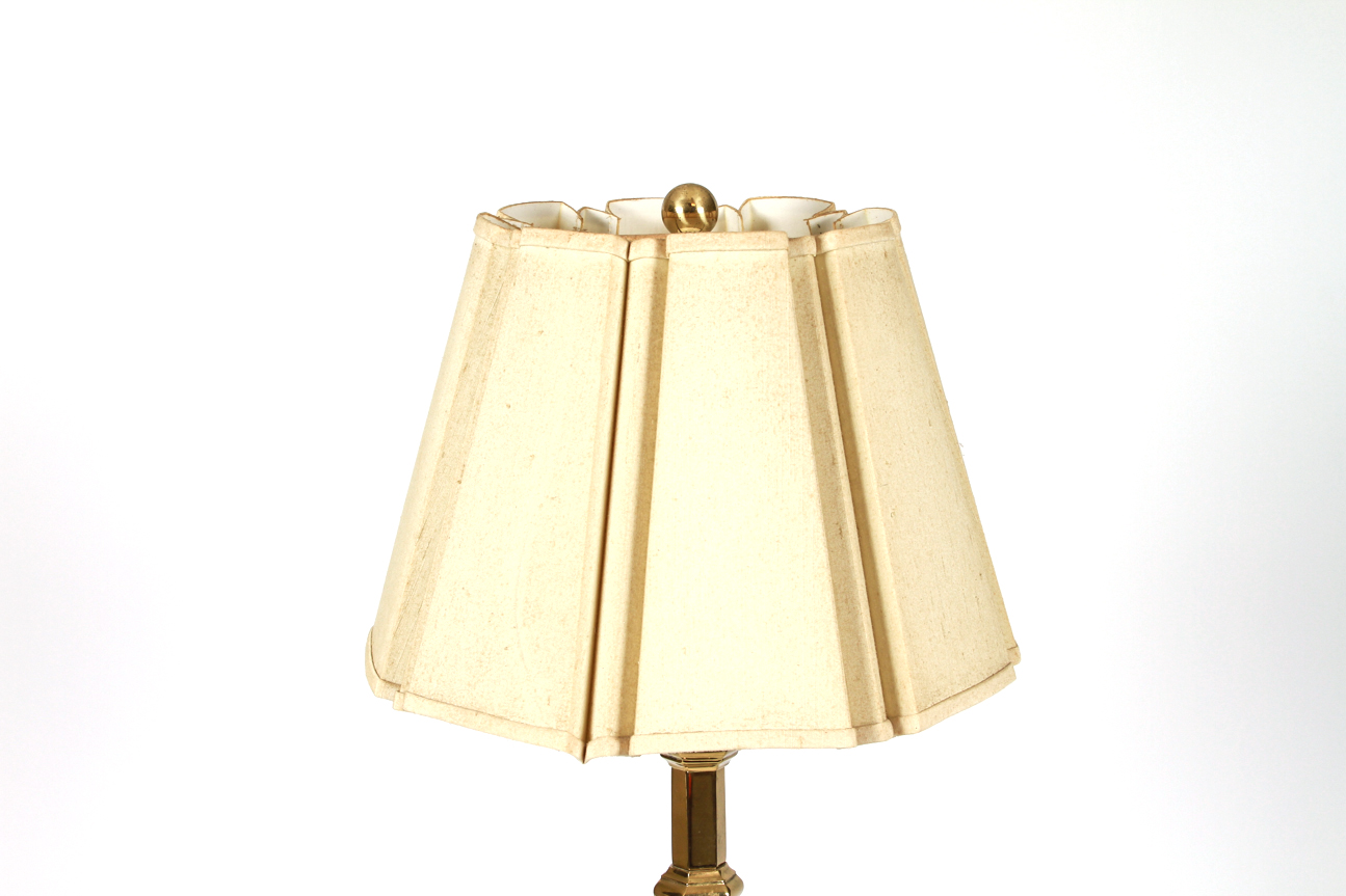 Tall Brass Floor Lamp with Glass Table