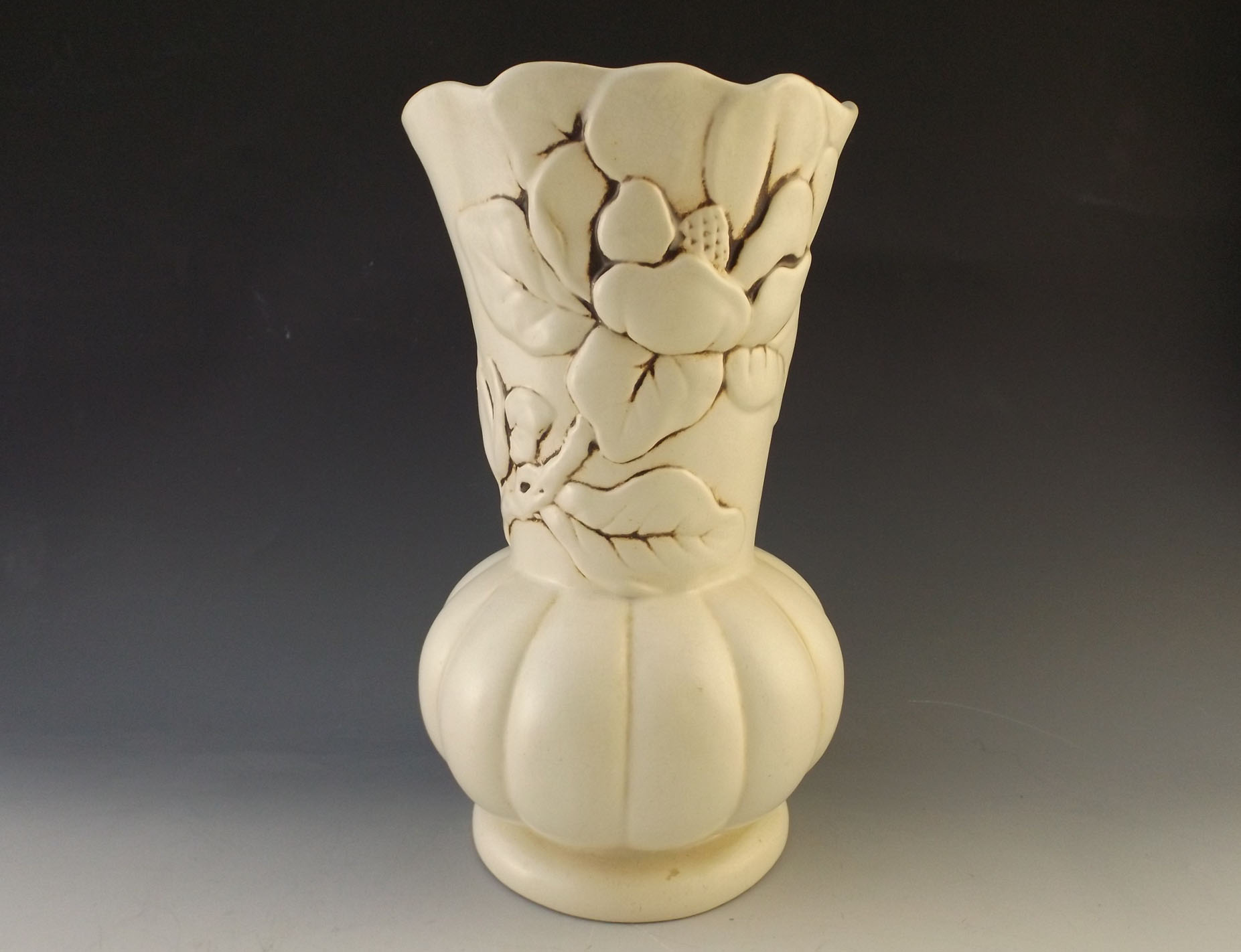 Red Wing Pottery Vase with Magnolia Blossom