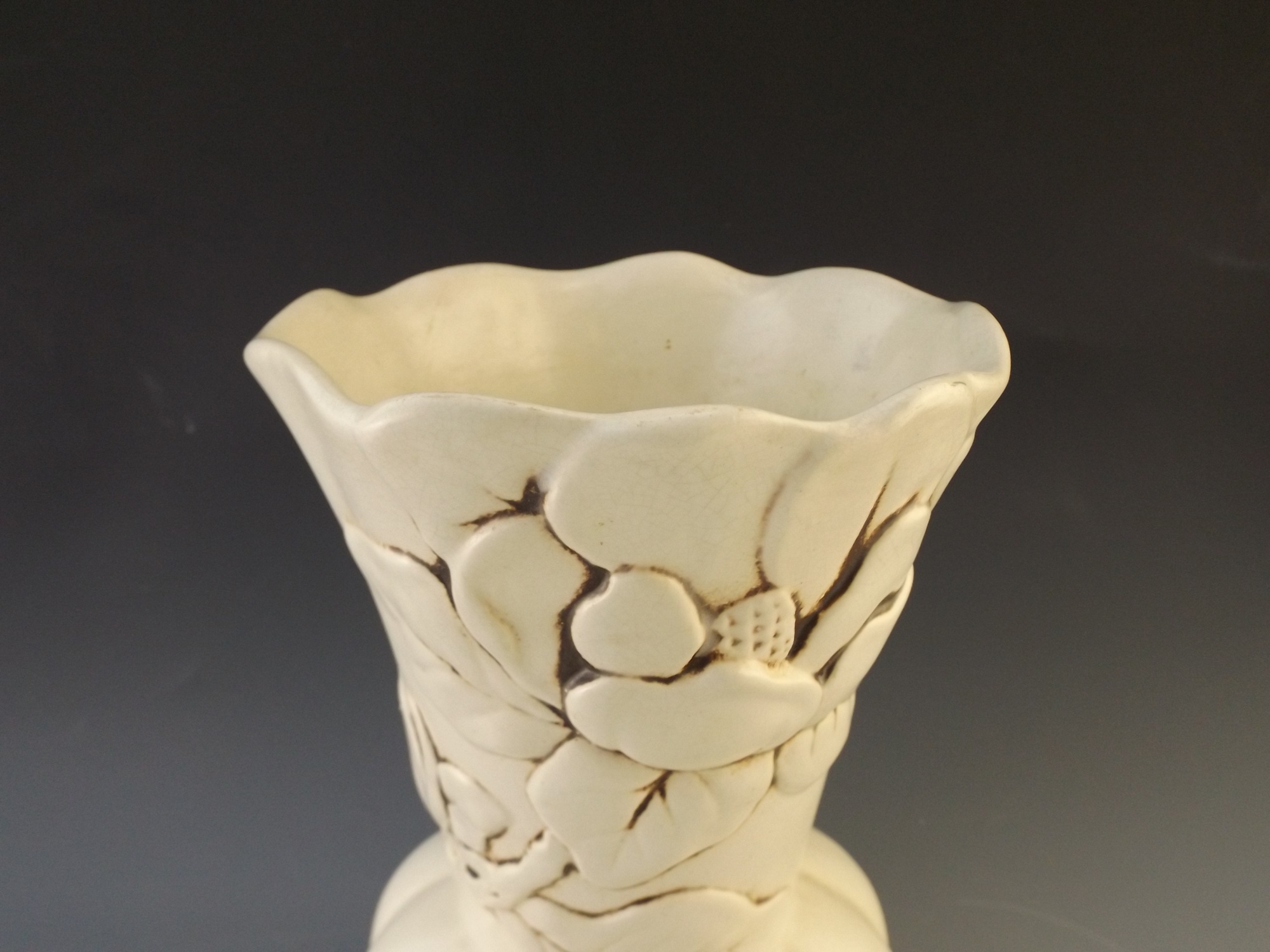 Red Wing Pottery Vase with Magnolia Blossom