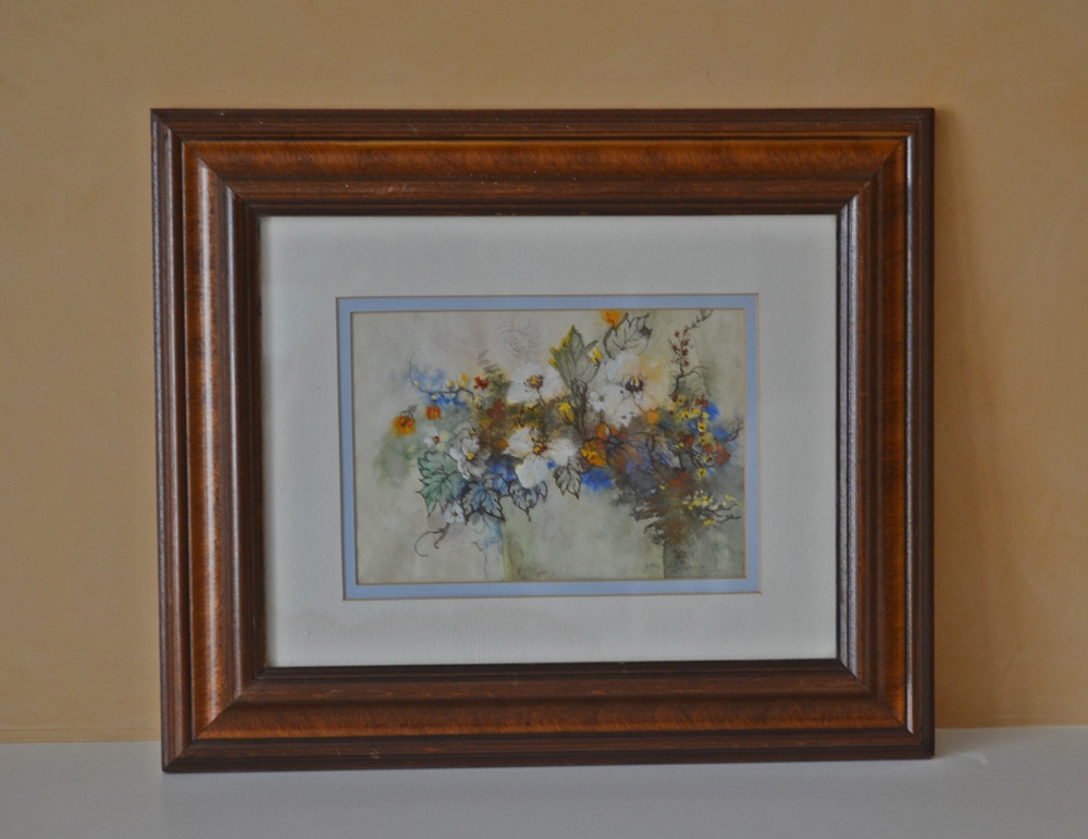 "Antique Bouquet" Original Watercolor On Rice Paper,  Gayle Nasca