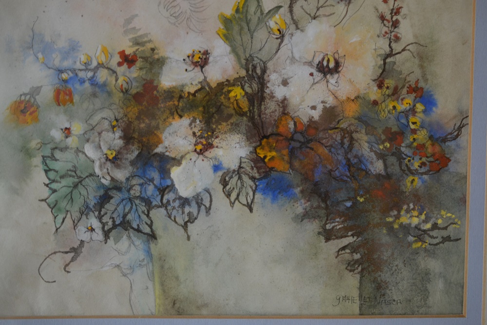 "Antique Bouquet" Original Watercolor On Rice Paper,  Gayle Nasca