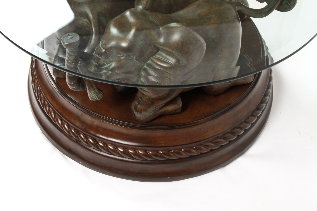 Elephant Base Coffee Table with Glass Top