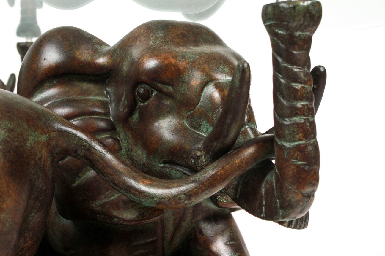 Elephant Base Coffee Table with Glass Top