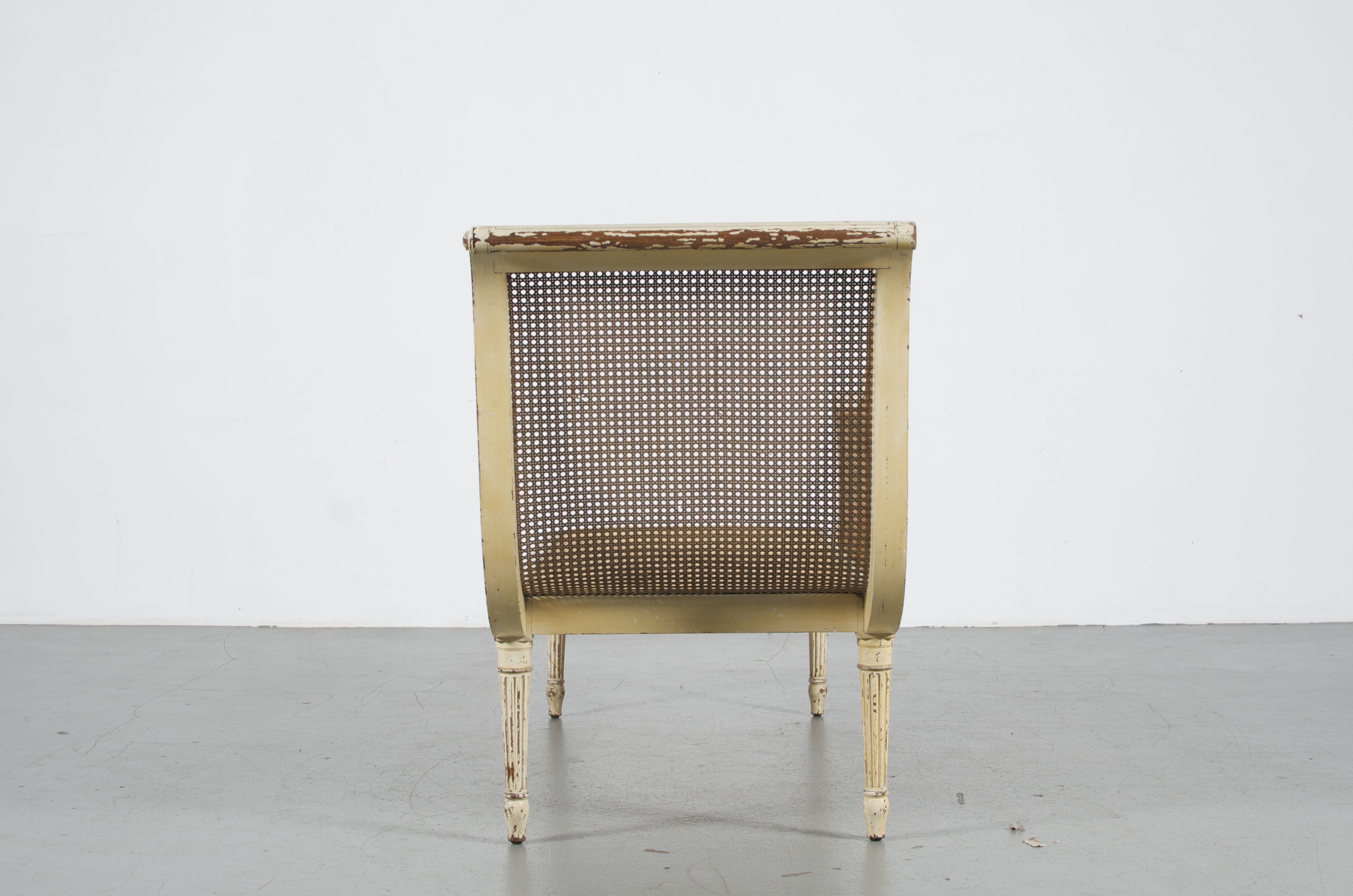French Cane Chaise Lounge in Louis XVI Style