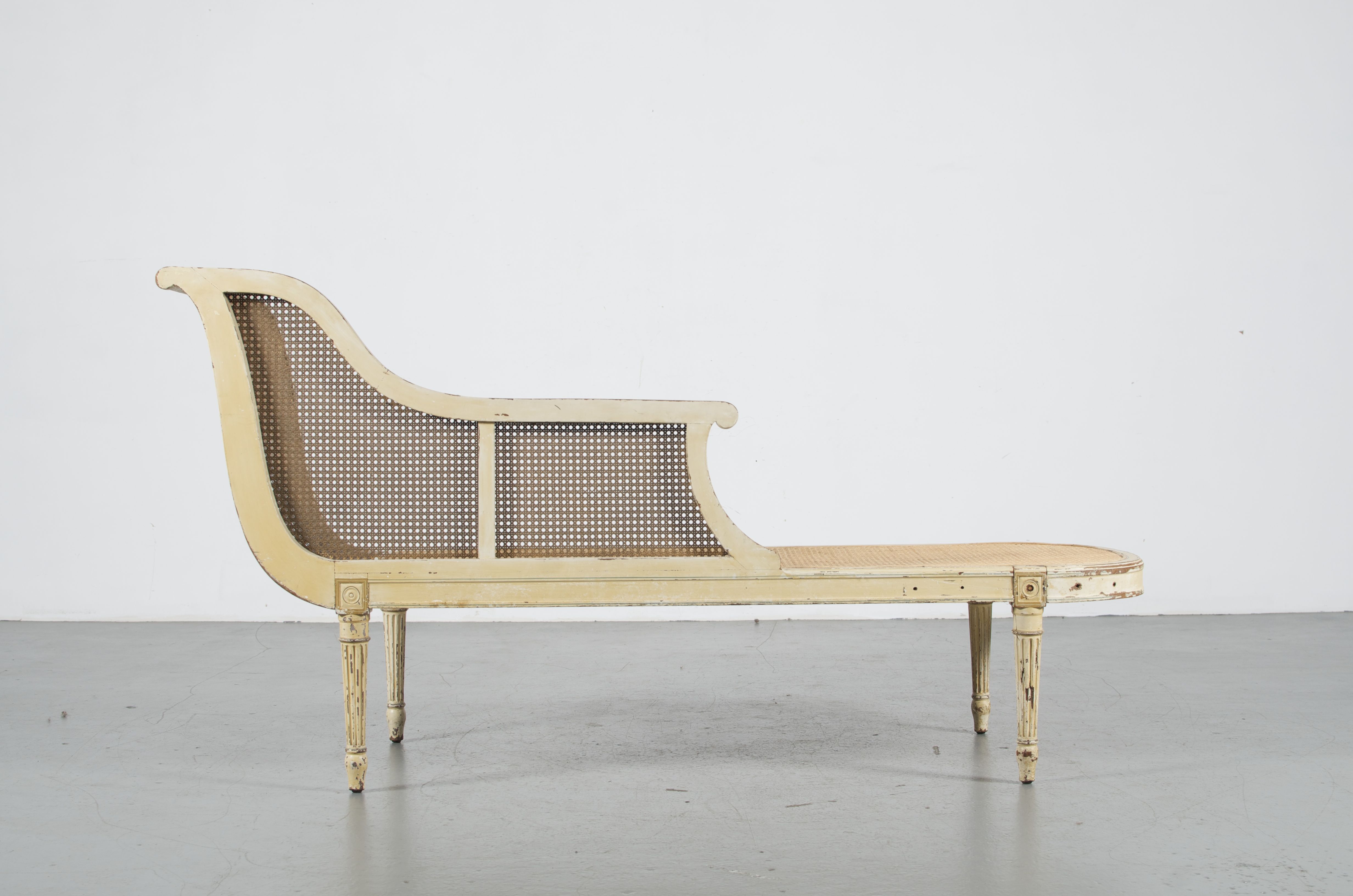 French Cane Chaise Lounge in Louis XVI Style