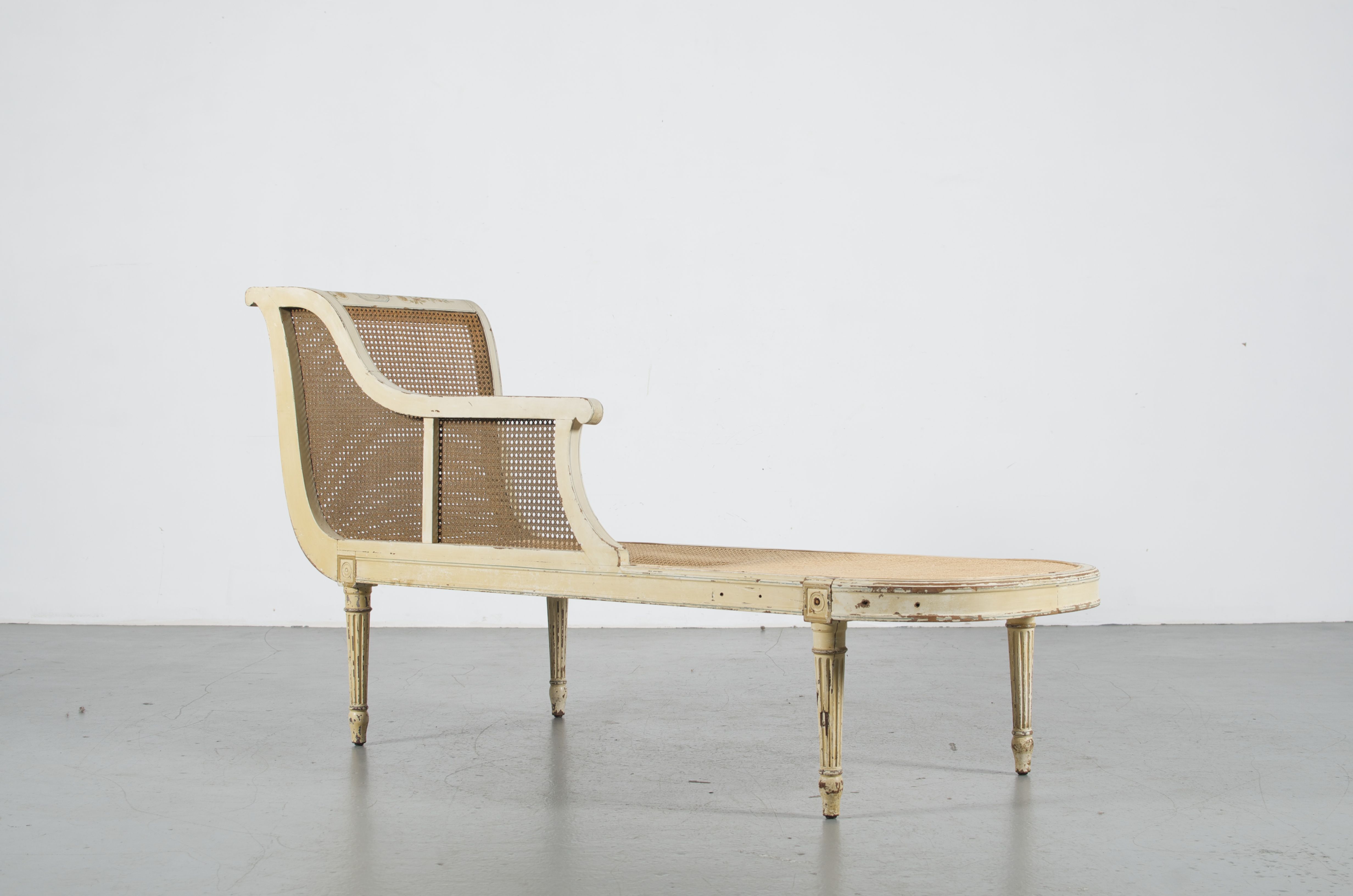 French Cane Chaise Lounge in Louis XVI Style
