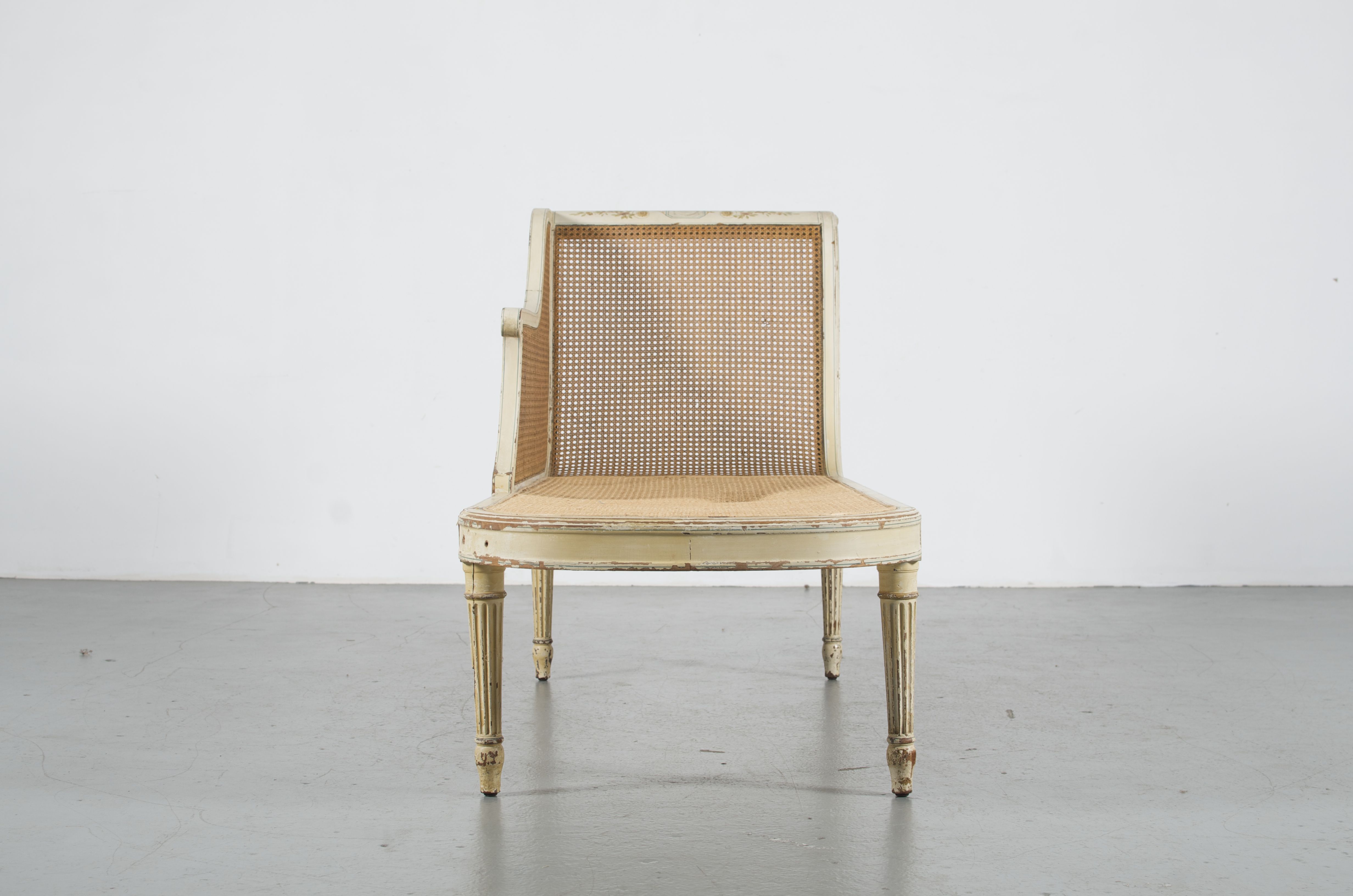 French Cane Chaise Lounge in Louis XVI Style