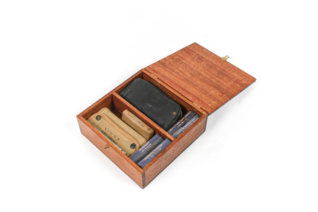Wooden Box with WWII Military Medical Supplies