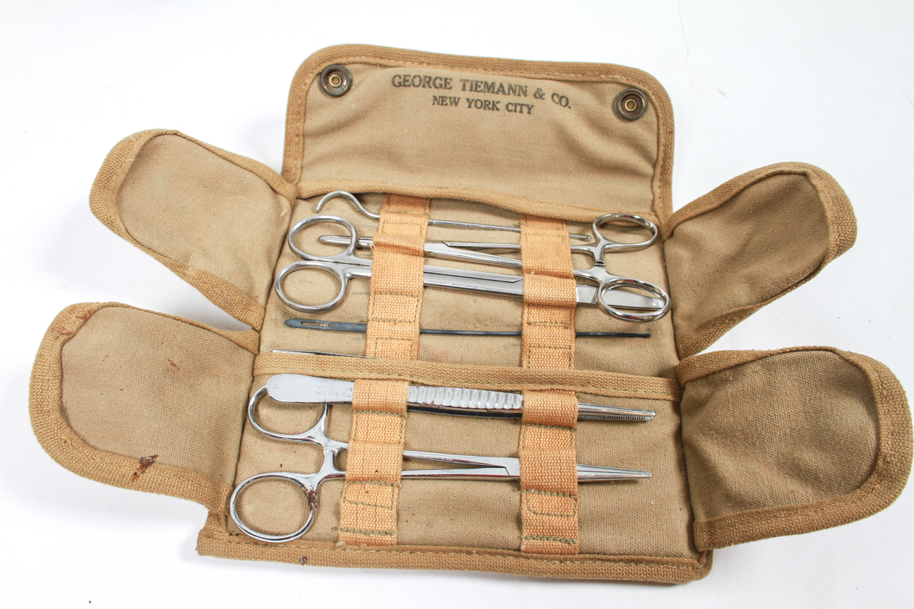 Wooden Box with WWII Military Medical Supplies