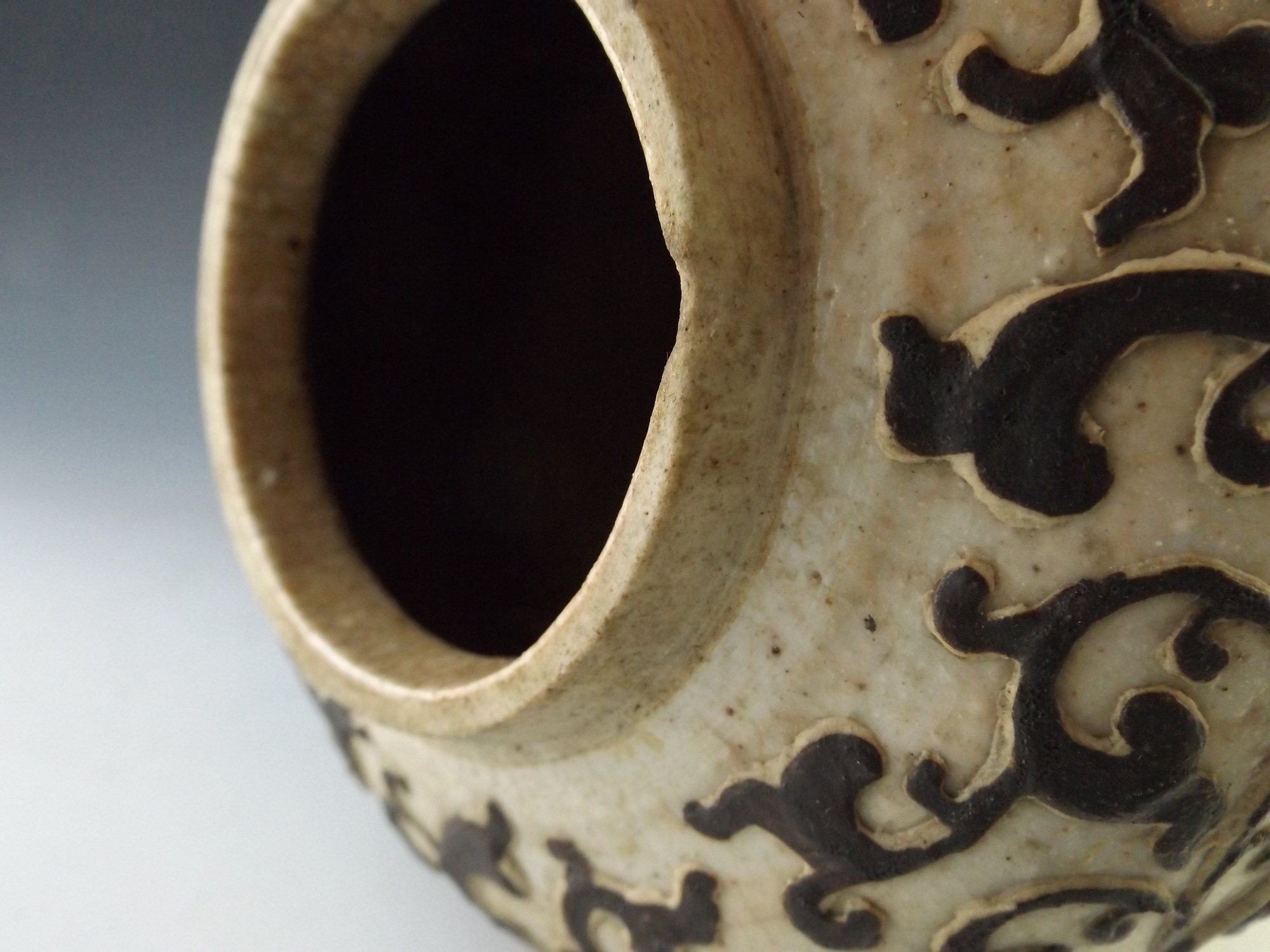 Chinese Crackle Glaze Vase with Scrollwork Patterning