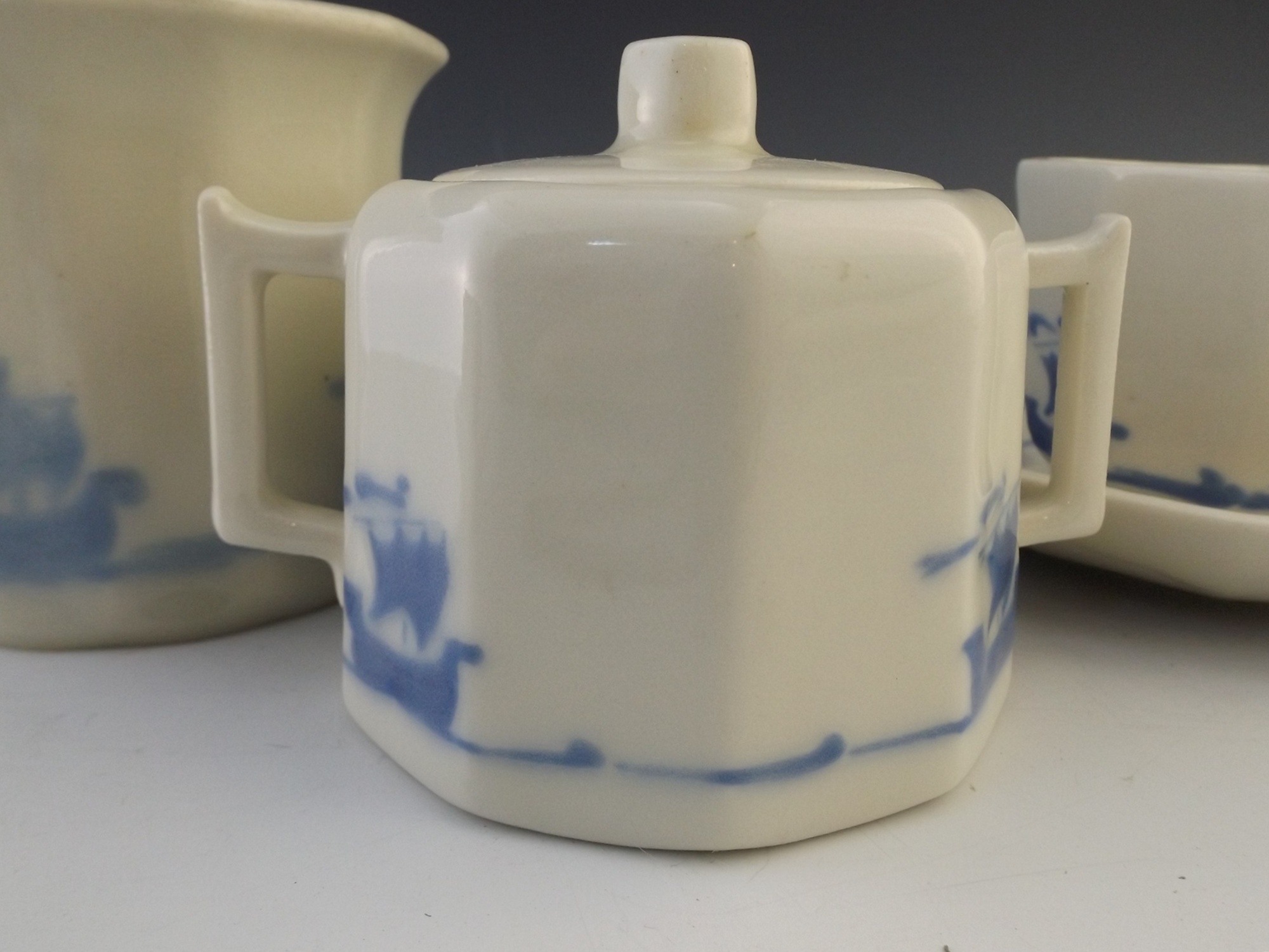 Rookwood Pottery Blue Ship Tea Set 