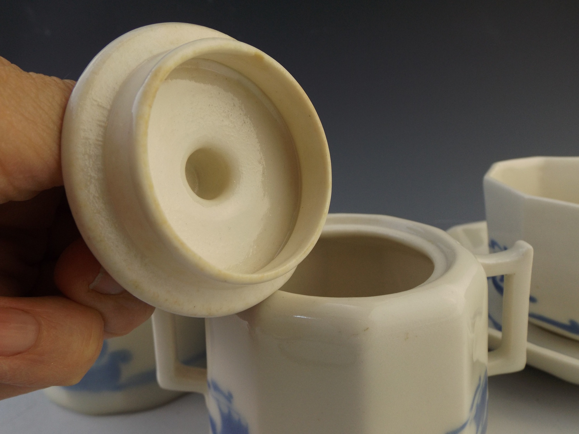 Rookwood Pottery Blue Ship Tea Set 