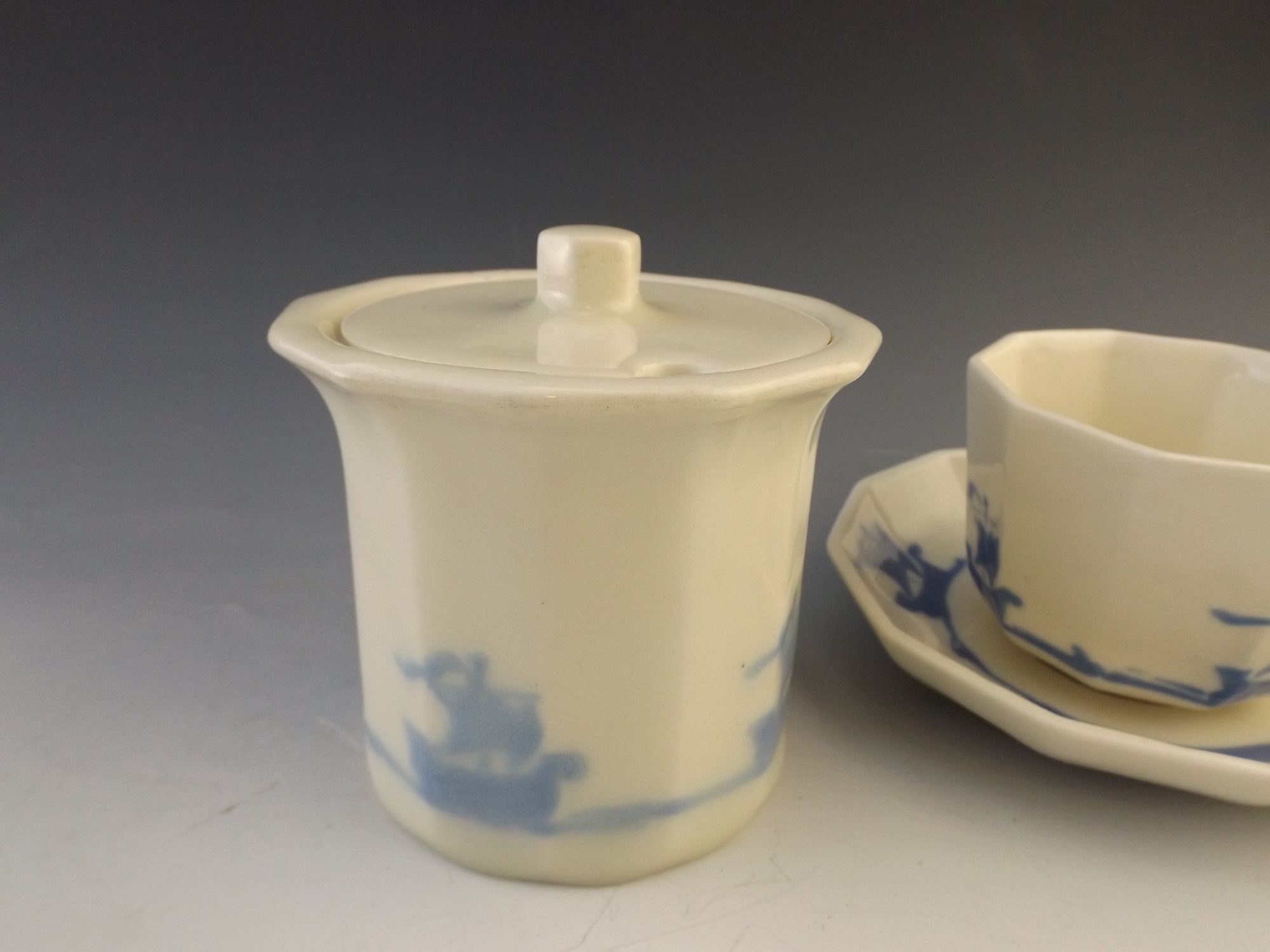 Rookwood Pottery Blue Ship Tea Set 