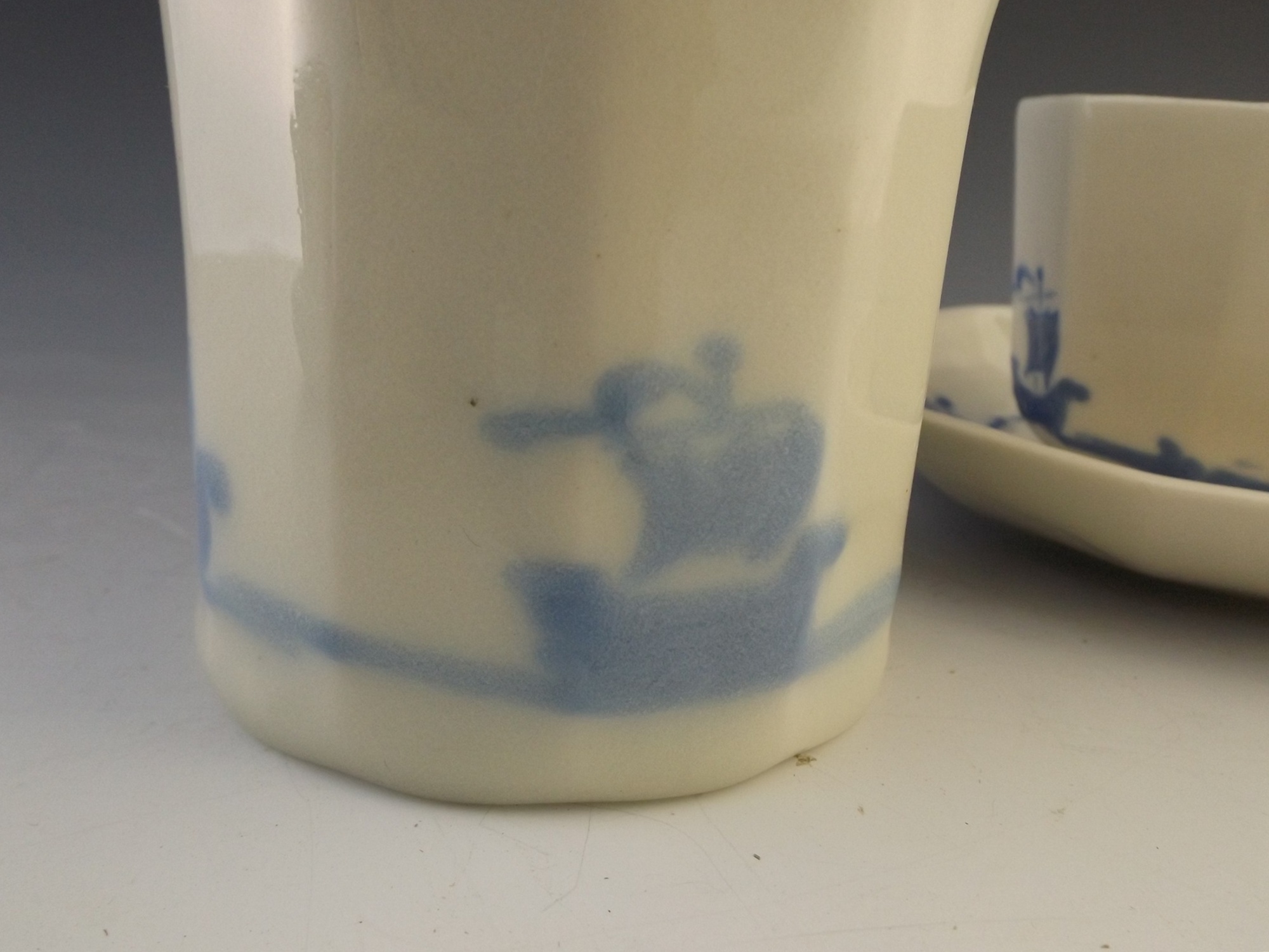 Rookwood Pottery Blue Ship Tea Set 