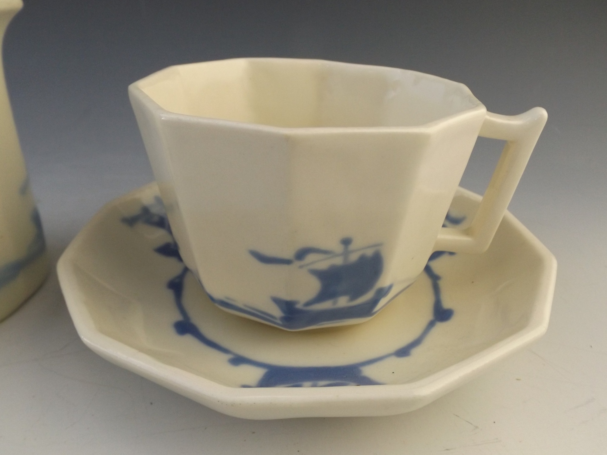 Rookwood Pottery Blue Ship Tea Set 