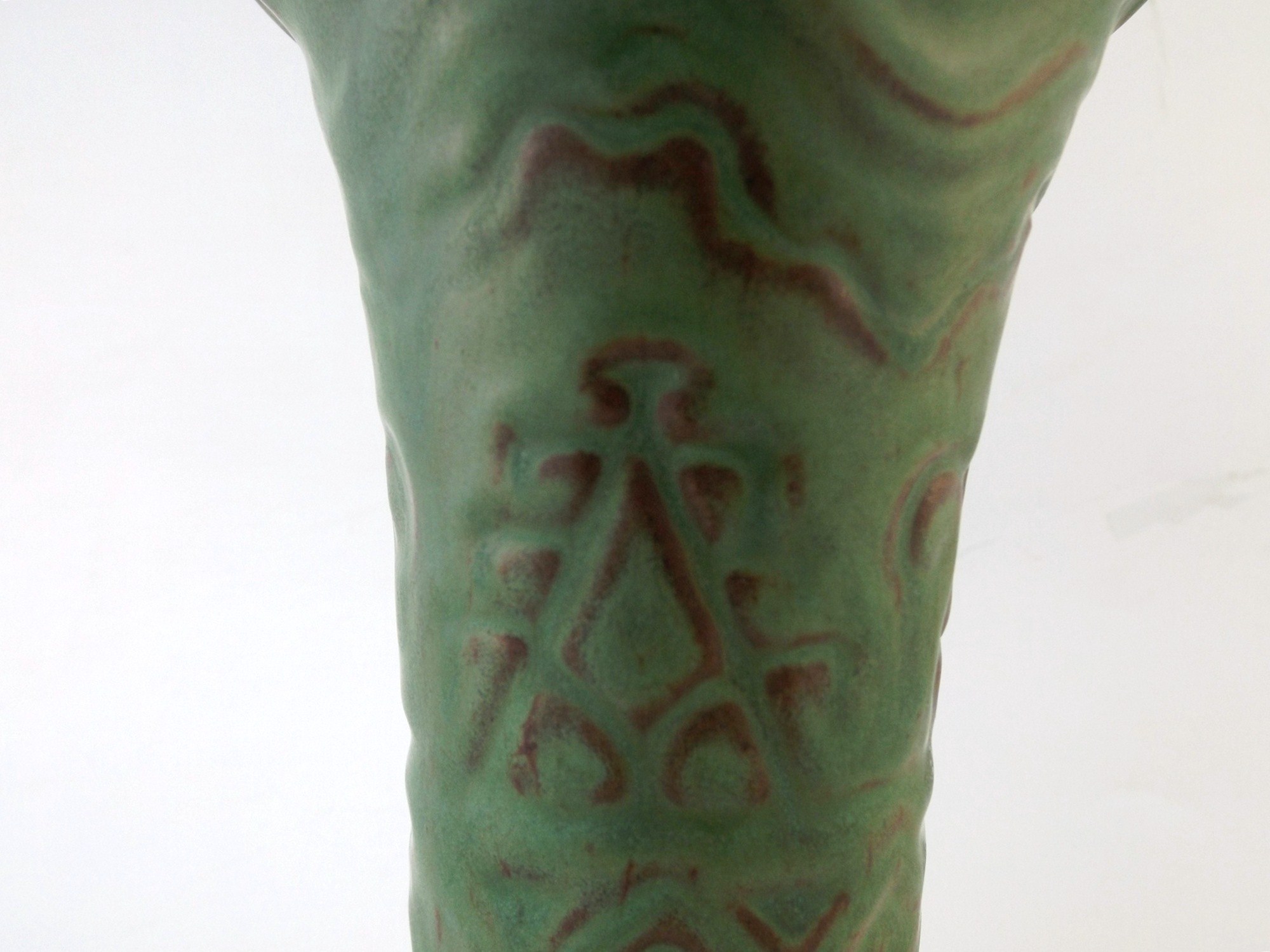 Flared Pottery Vase with Geometric Patterning