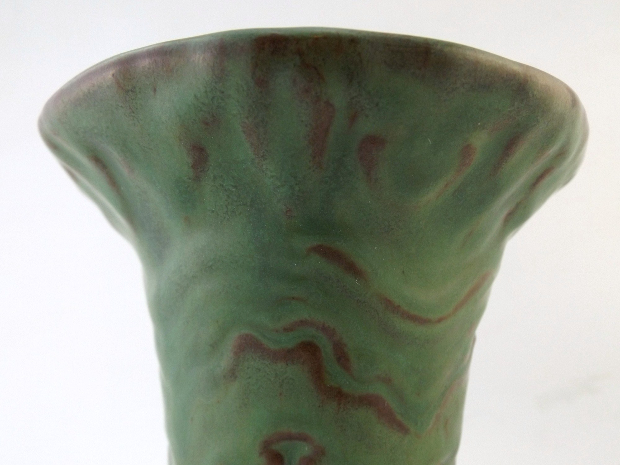 Flared Pottery Vase with Geometric Patterning