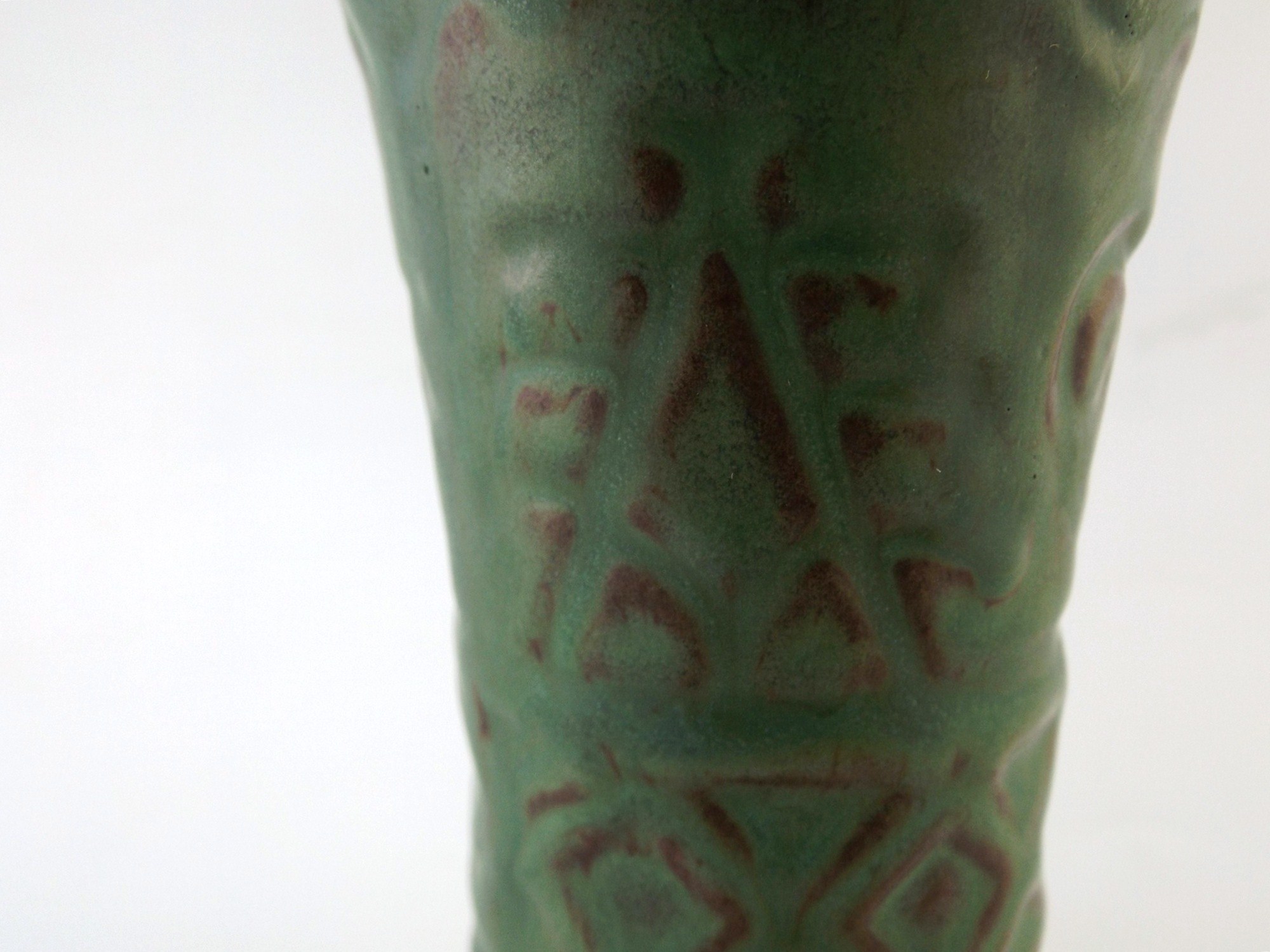 Flared Pottery Vase with Geometric Patterning