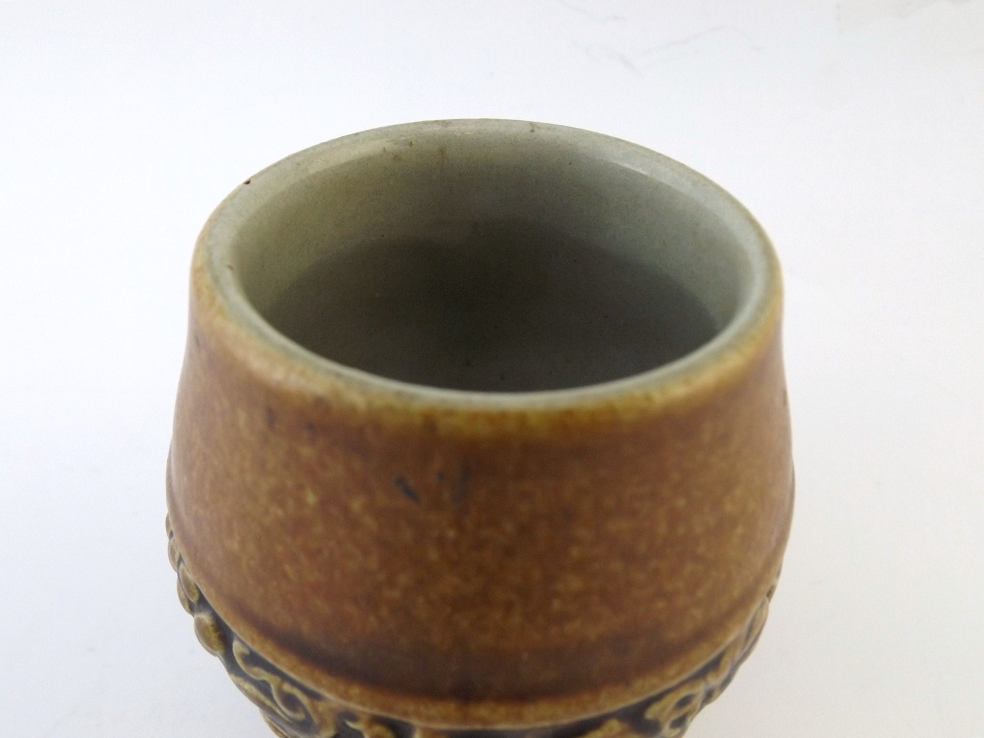 Western German Pottery Cup with Grapevine Border