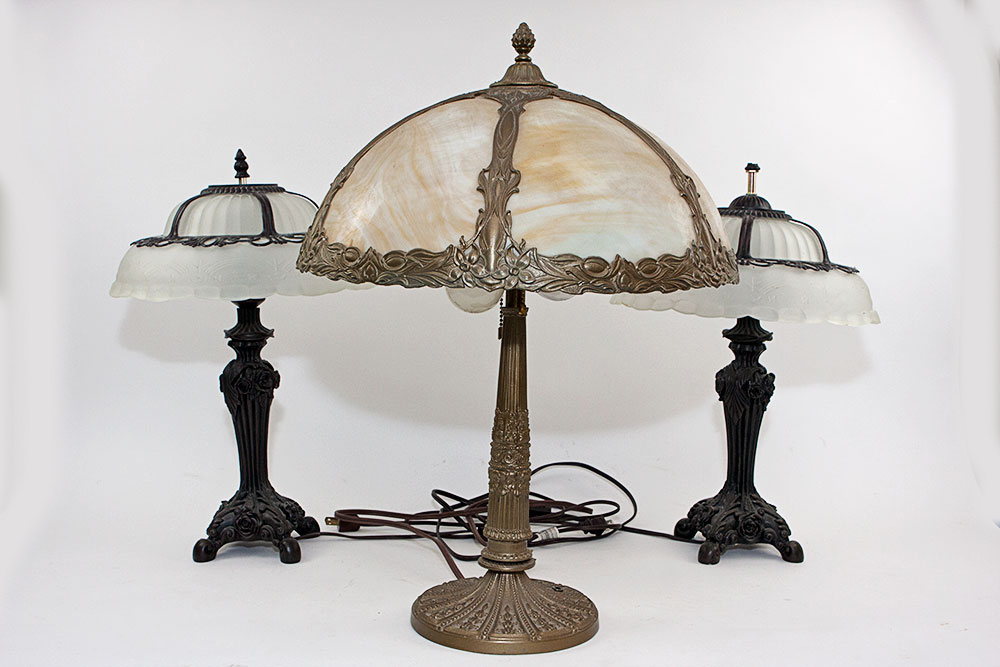 Art Noveau Style Lamp with Frosted Glass Lamps