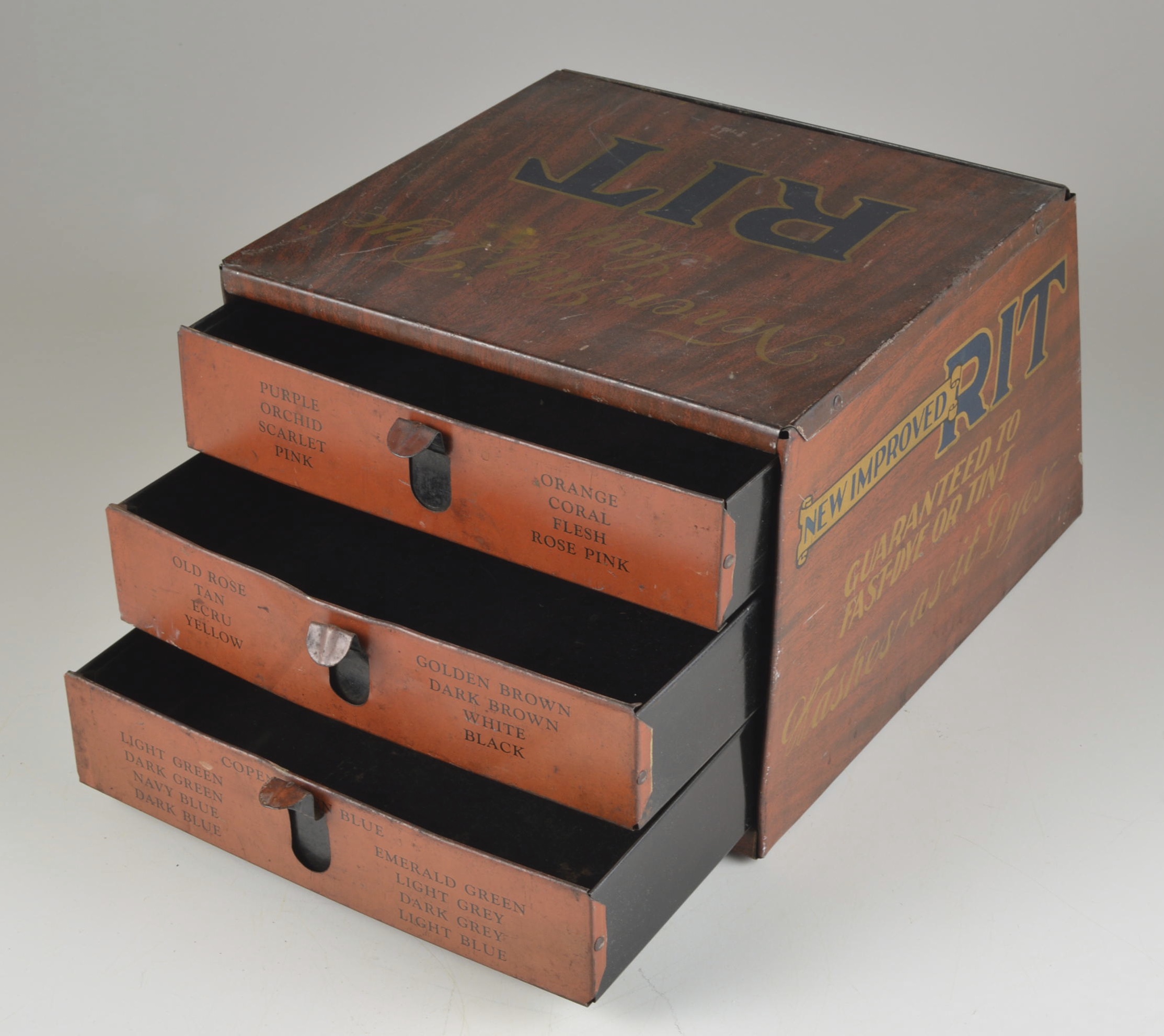 Vintage Metal Rit Dye Display Box