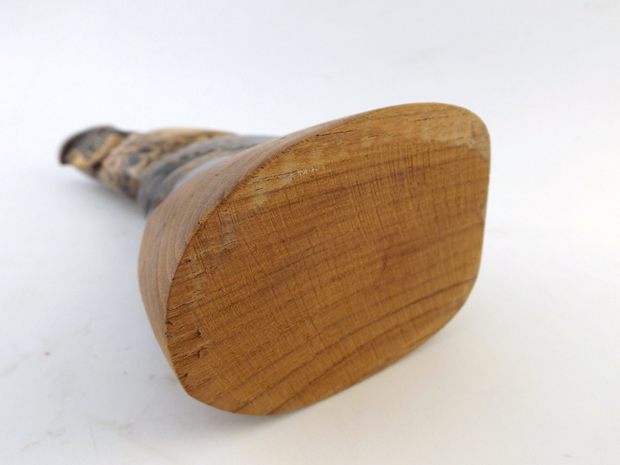 Mid Century Carved Wood Horned Owl 